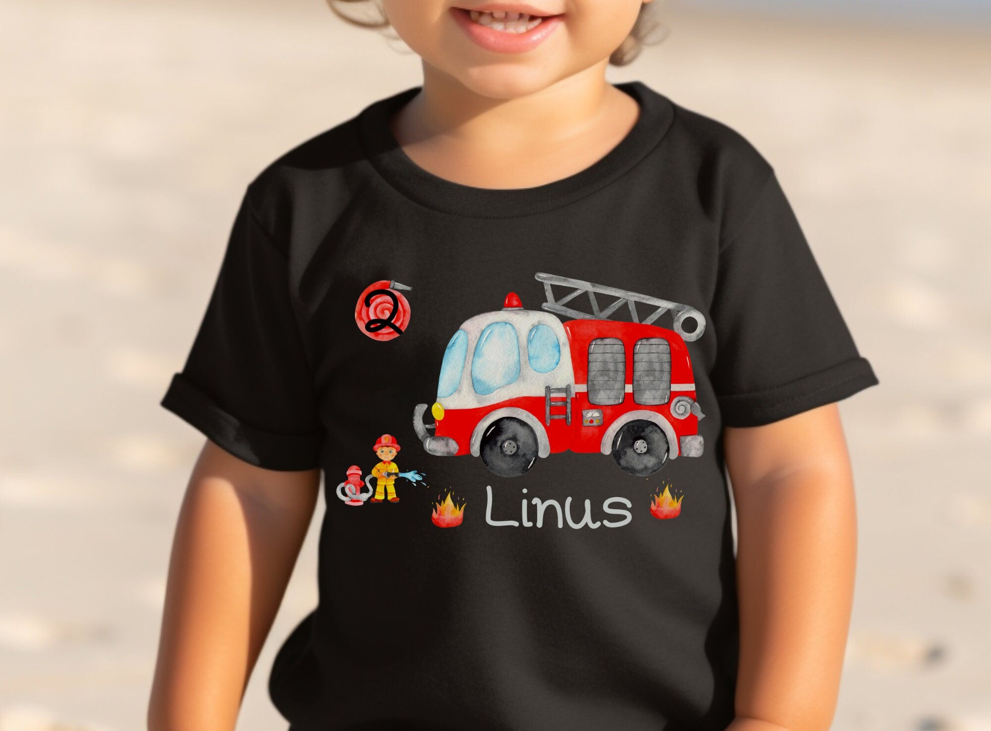 Geburtstagsshirt personalisiert Feuerwehr Rettungsfahrzeuge Feuerwehrmann