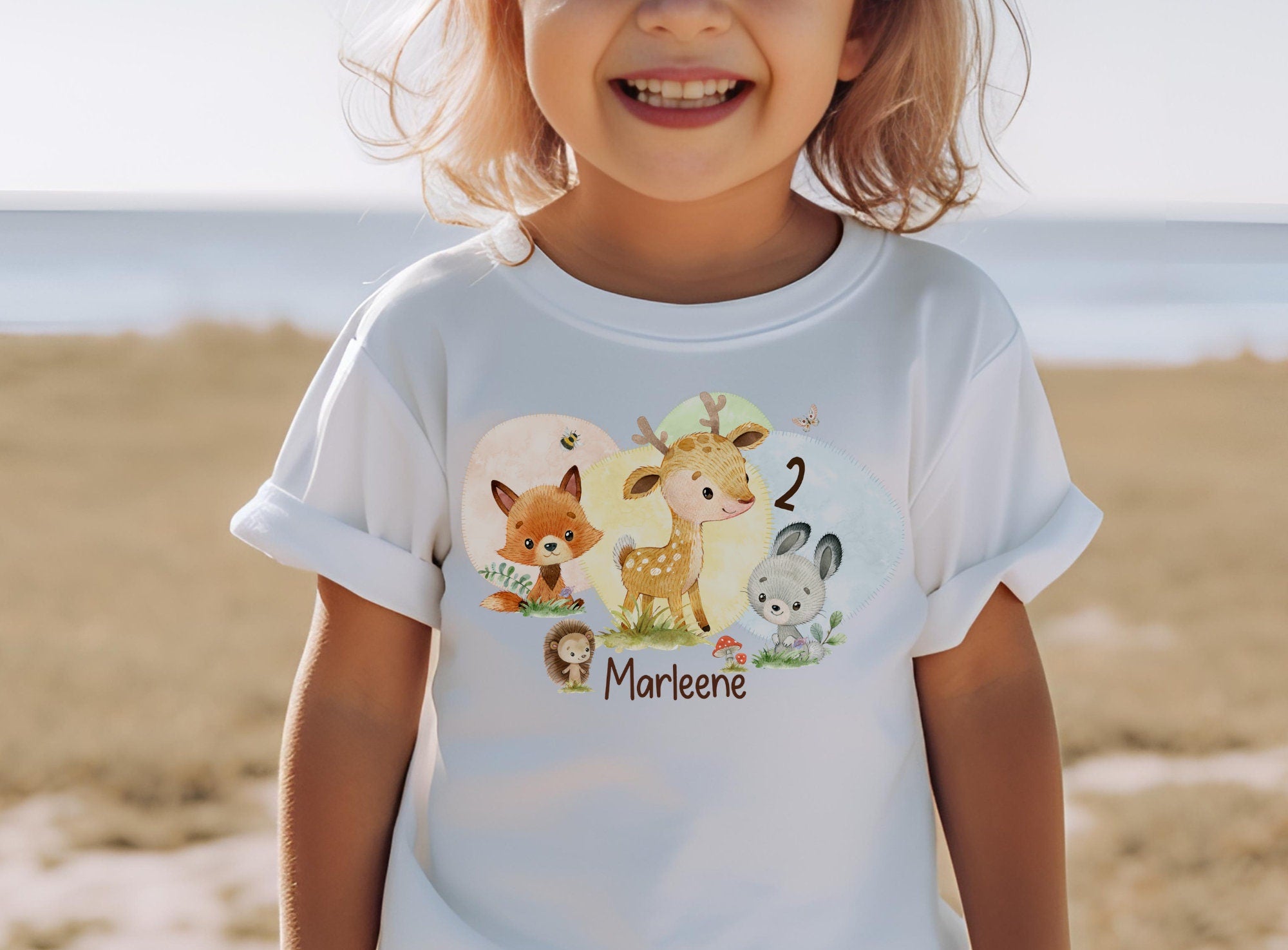 Geburtstagsshirt personalisiert Waldtiere Fuchs Reh Hase Wild One – T-shirts