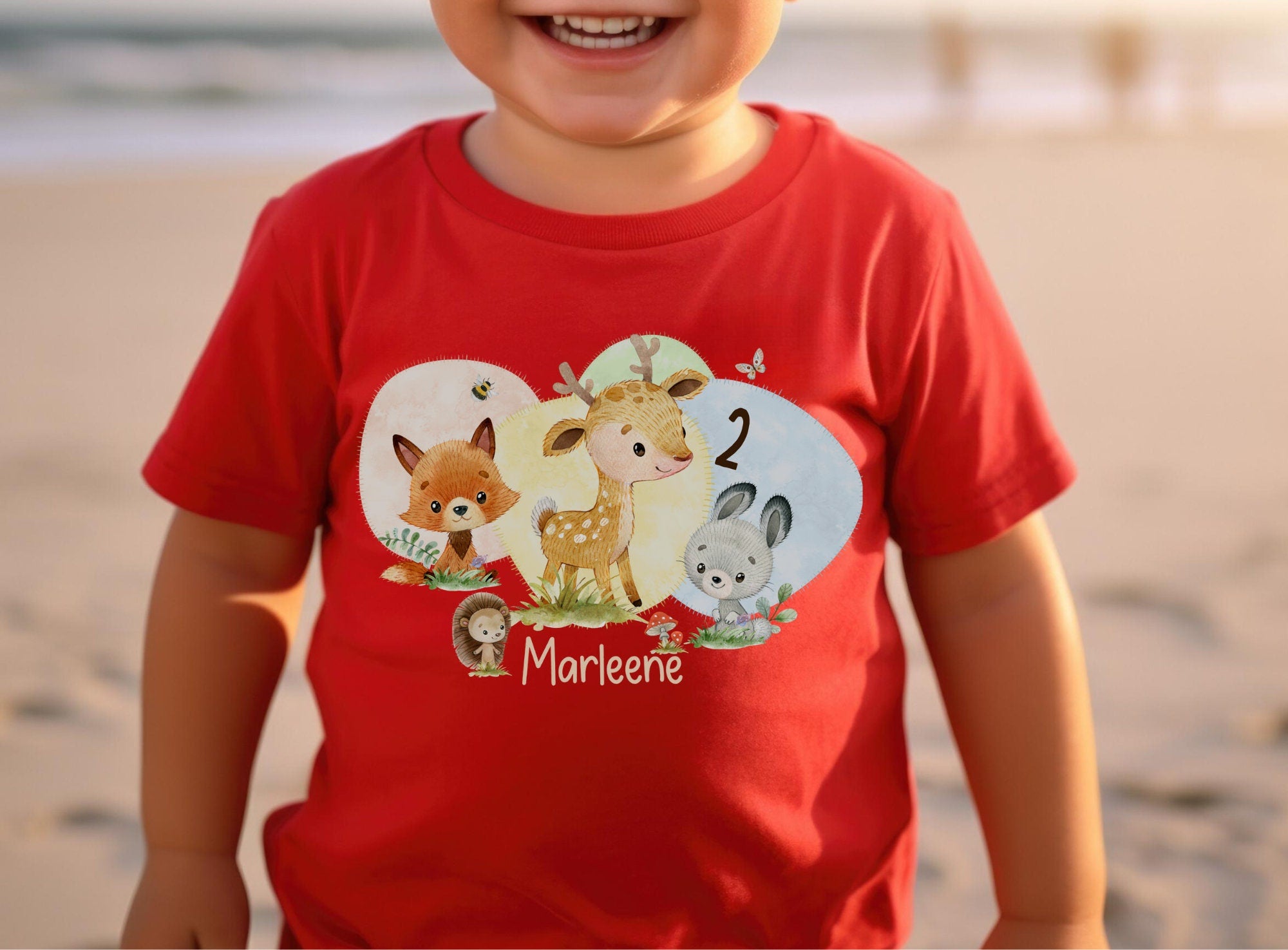 Geburtstagsshirt personalisiert Waldtiere Fuchs Reh Hase Wild One – T-shirts