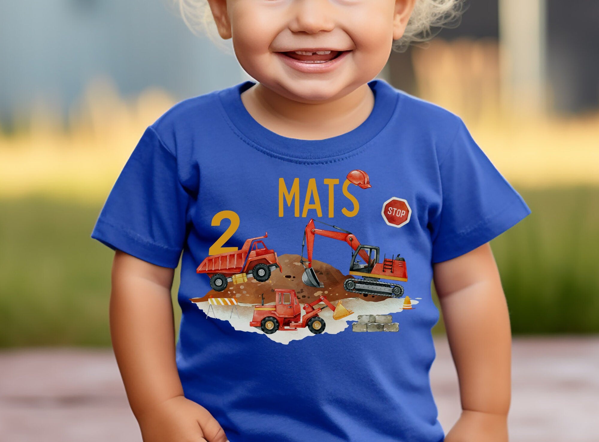 Geburtstagsshirt personalisiert Bagger Radlader Baustelle Bauarbeiter Kipplaster Bauarbeiter – T-shirts