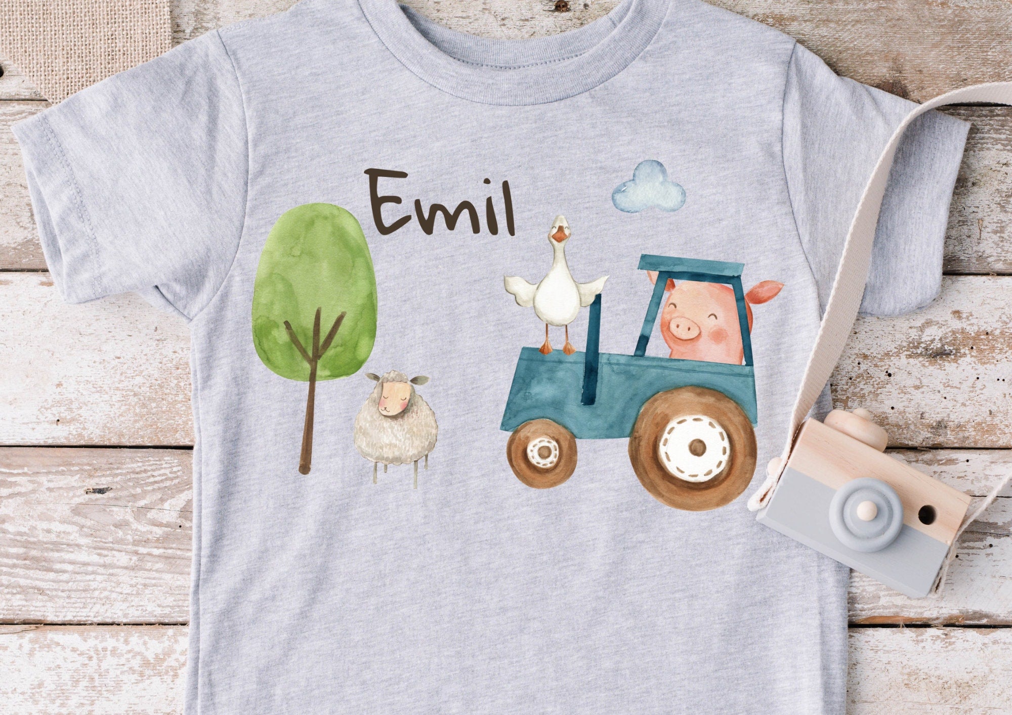 Bügelbild Traktor mit Name & Alter – Bauernhof Geburtstag – personalisiert – Shirt – Schaf und Gans – A4/A5 – Appliques & Patches