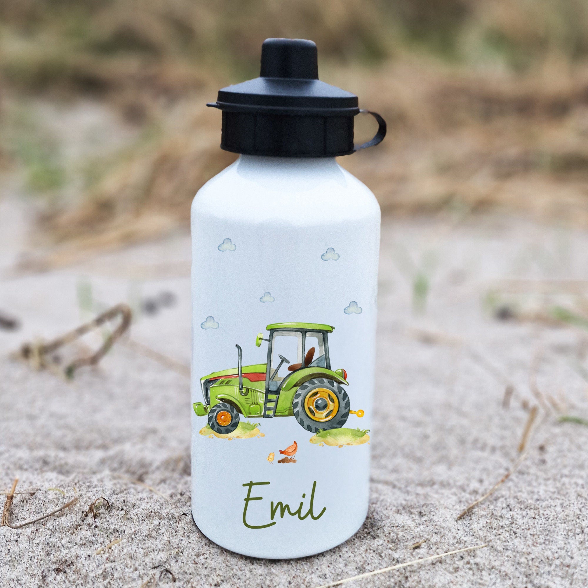 Trinkflasche Wasserflasche personalisiert mit Name Traktor Trecker