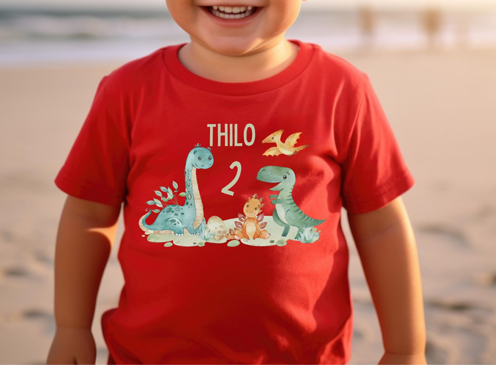 Dino Geburtstag – personalisiert mit Name – süßer Dinosaurier T-Rex für n & – T-shirts