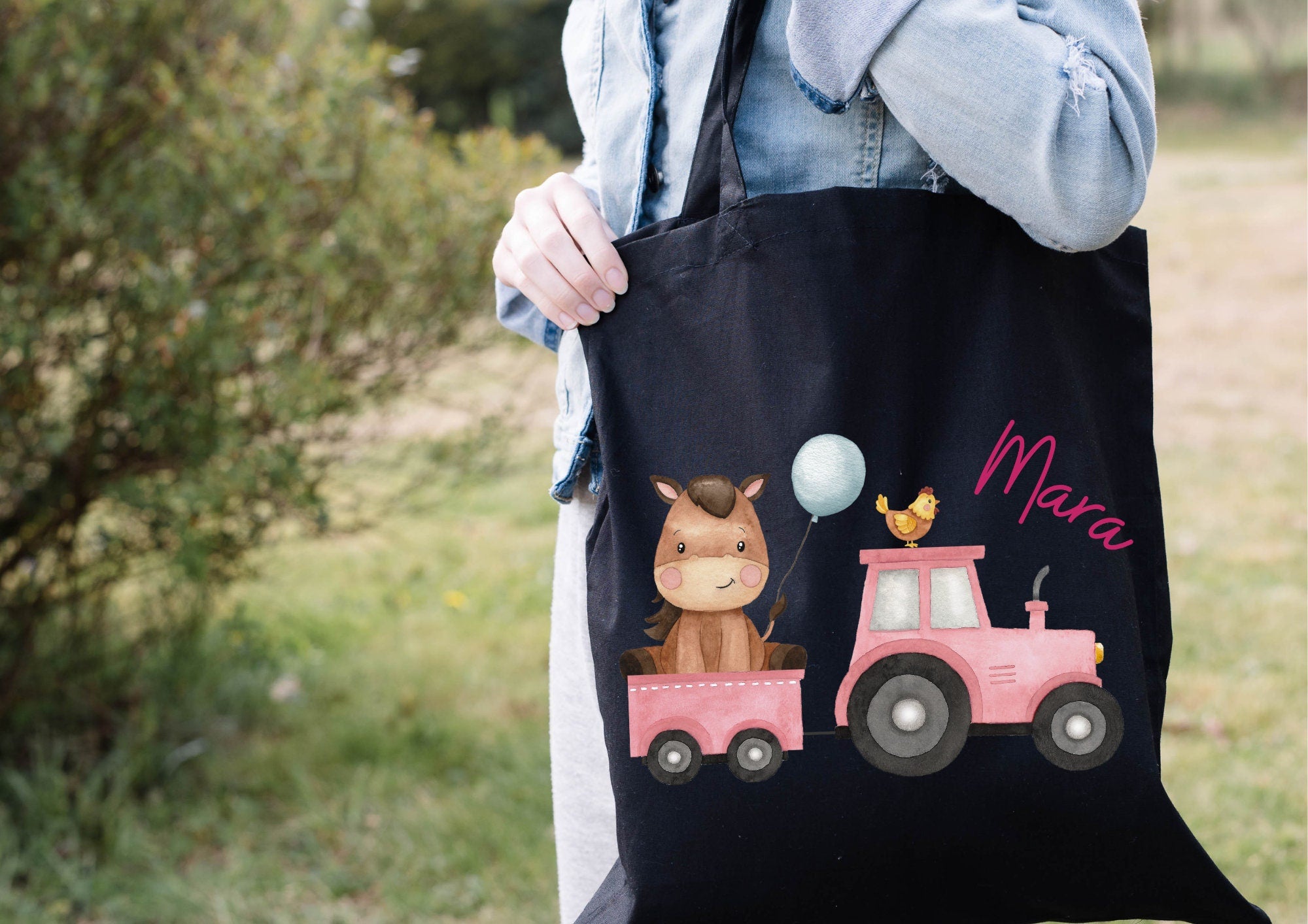 Turnbeutel Jutebeutel Jutetasche mit Namen Beutel für Wechselwäsche personalisiert Traktor Trecker Bauernhof rosa – Team Sports & Gym Bags