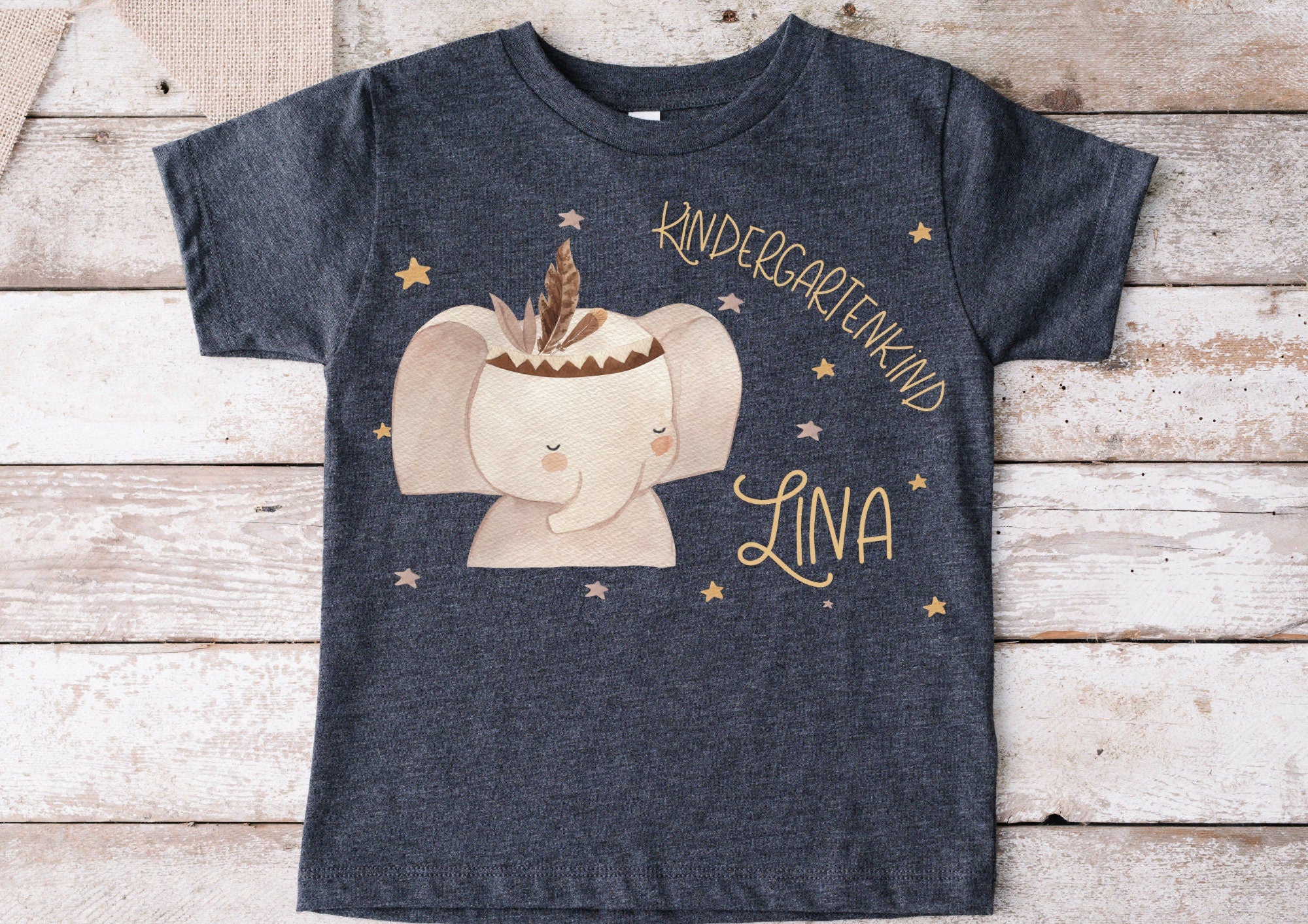 Bügelbild mit Wunschname und Alter personalisiert garten gartenstart Elefant Boho Waldtiere – Appliques & Patches