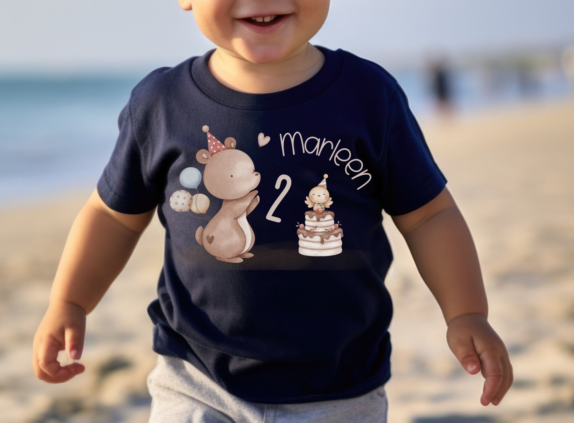 Geburtstagsshirt personalisiert Bär Waldtiere Party Luftballon – T-shirts