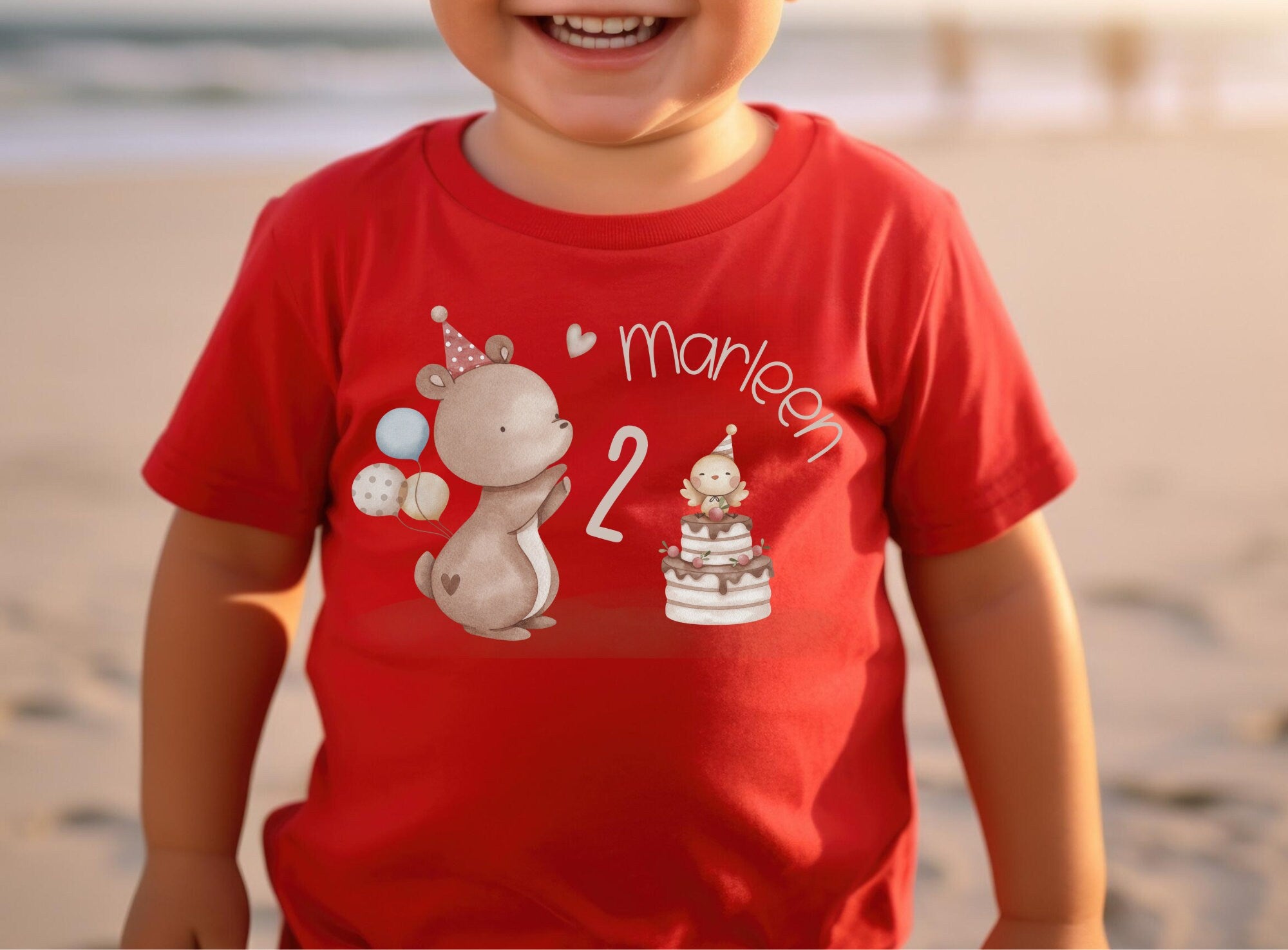 Geburtstagsshirt personalisiert Bär Waldtiere Party Luftballon – T-shirts