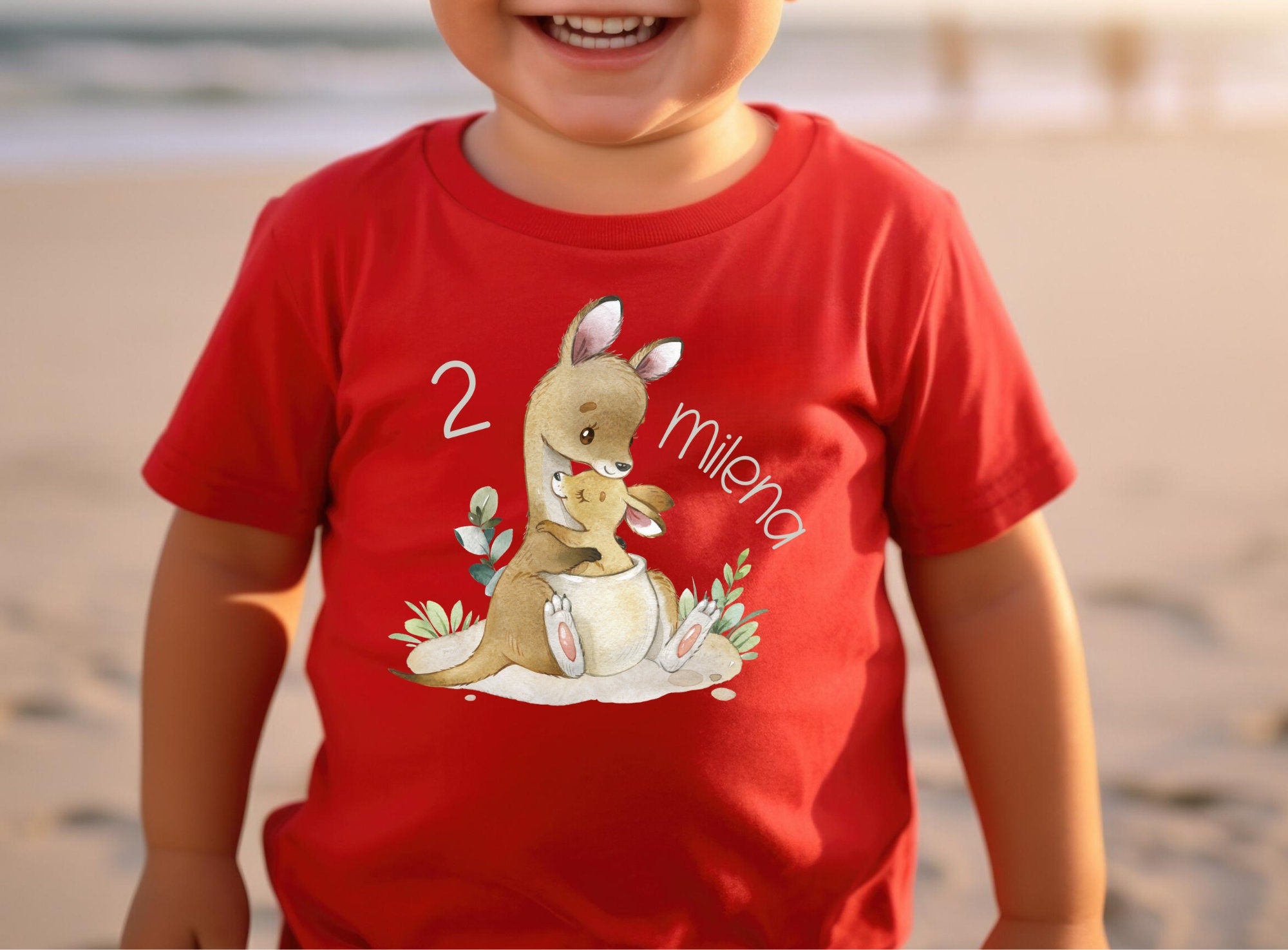 Geburtstagsshirt personalisiert Mama und Baby Känguru – T-shirts