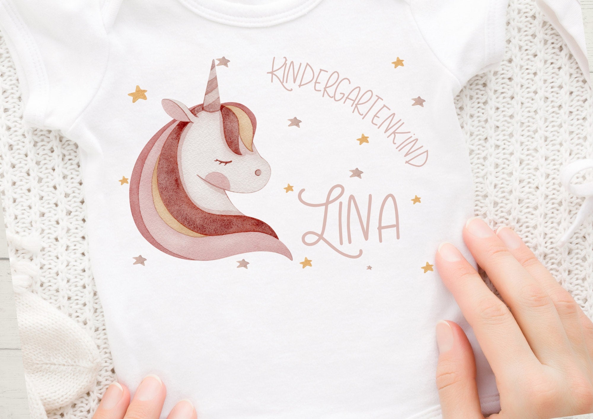 Bügelbild für bunte Stoffe mit Wunschname und Alter personalisiert garten gartenstart Einhorn Boho Waldtiere – Appliques & Patches
