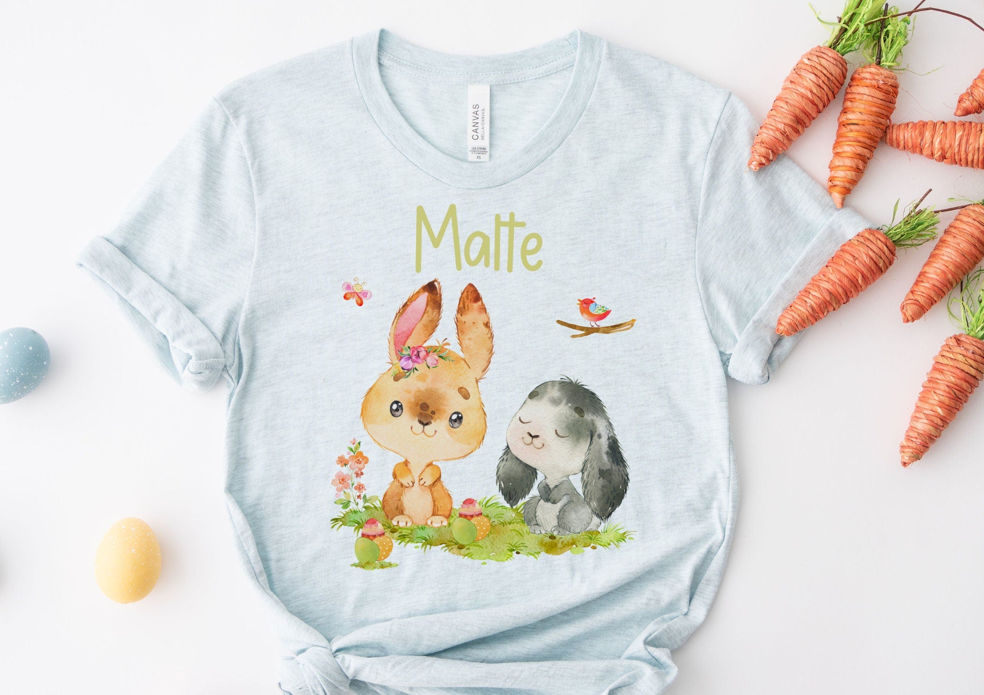 Bügelbild für bunte ien Ostern Osterhase Ostershirt OsterpulloverOsterbody Osterkleid Hase Möhre Frühling – Appliques & Patches