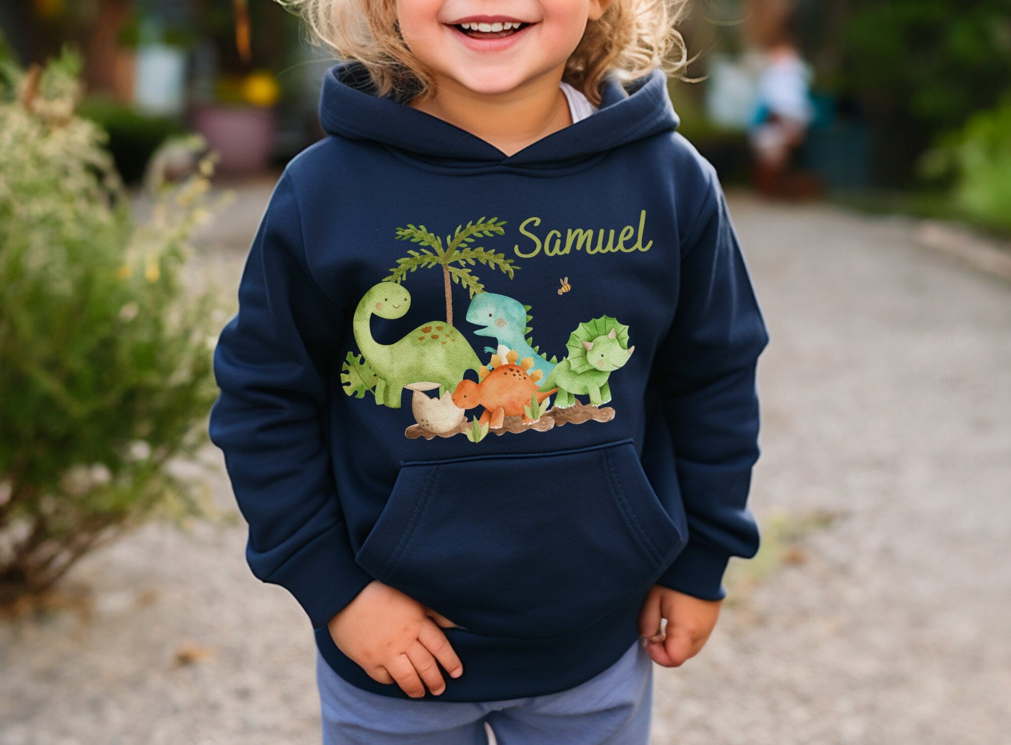 Hoodie personalisiert pullover Pulli Kapuzenpulli Dinosaurier Dino T-Rex – Sweatshirts