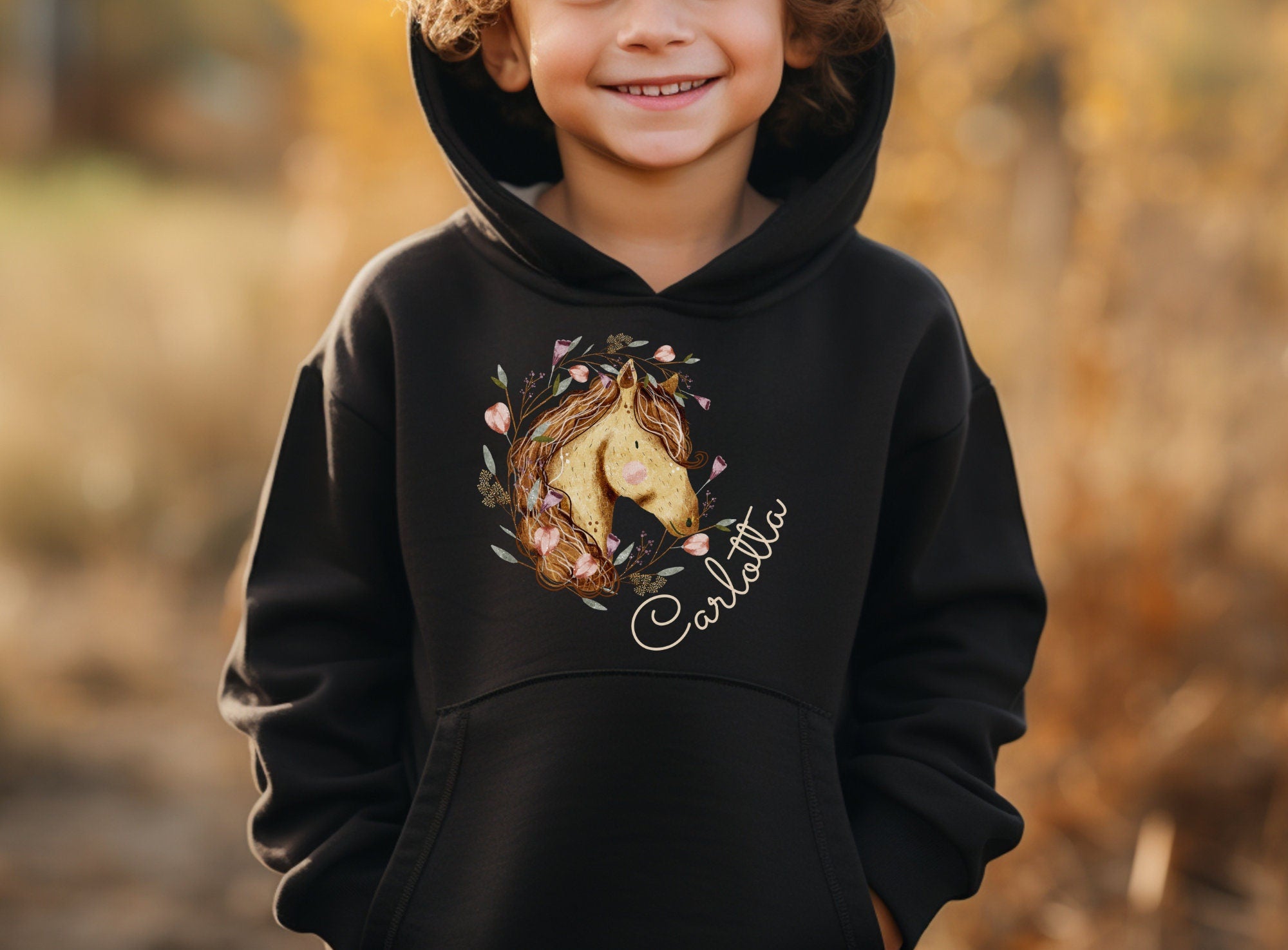 Hoodie personalisiert pullover Pulli Kapuzenpulli Pferd Reiterin Reiten Pferde Pony – Sweatshirts