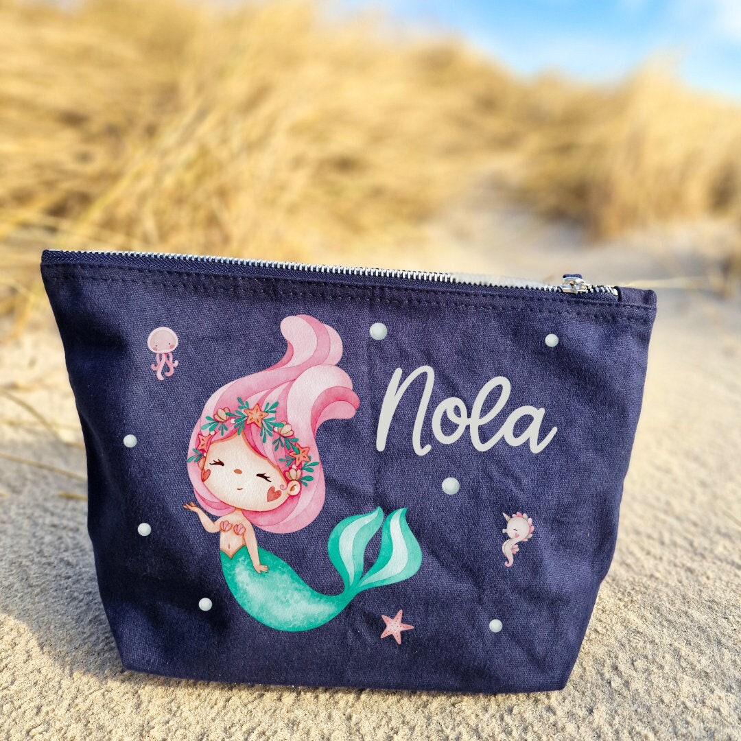Wickeltasche mit Namen personalisiert Kulturbeutel Waschbeutel Meerjungfrau Unterwasser – Diaper Caddies