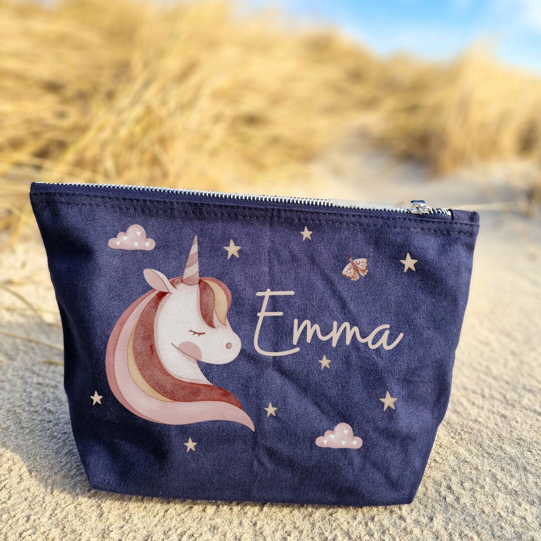 Wickeltasche mit Namen personalisiert Kulturbeutel Waschbeutel Einhorn – Diaper Caddies