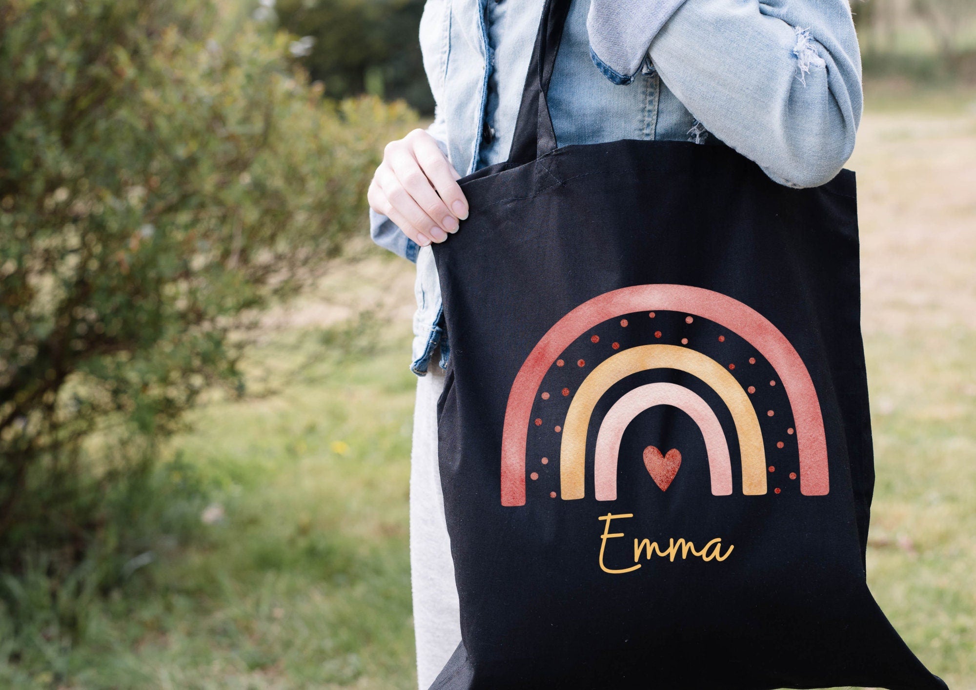 Turnbeutel mit Namen Regenbogen – personalisiert für – Kita Beutel Einschulung Geschenk Boho – Team Sports & Gym Bags