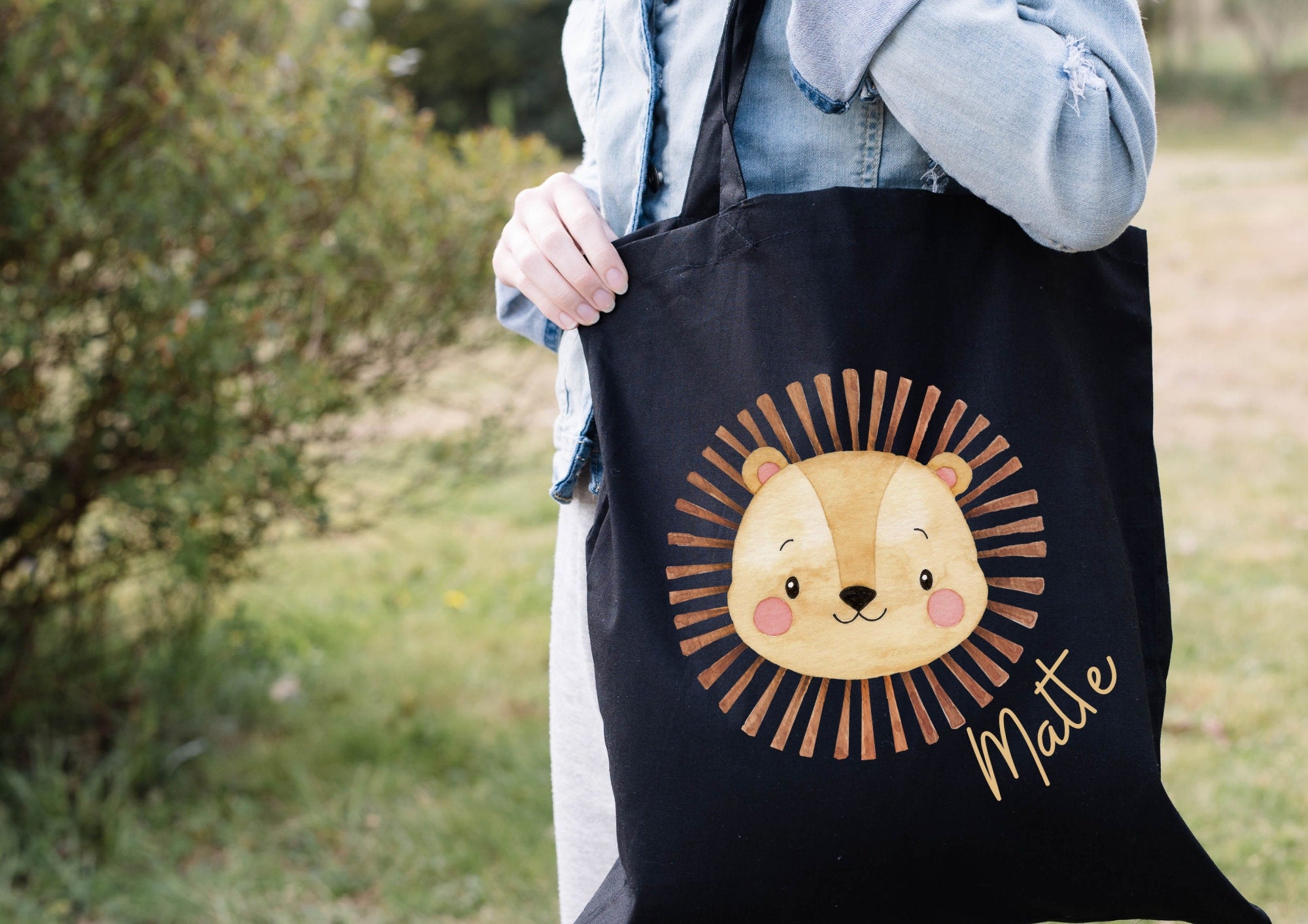 Turnbeutel mit Namen – Beutel für Wechselwäsche – personalisiert für Kita & garten – Löwe Motiv Boho – Team Sports & Gym Bags