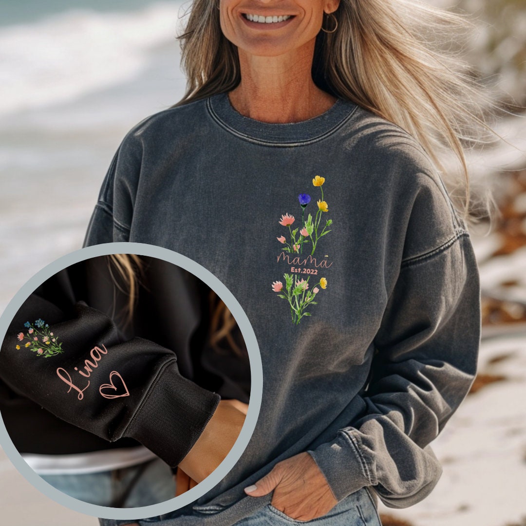 Bügelbild Mama Mom | personalisiert mit Wunschnamen | Statement Shirt | Geburtstjahr | Werdende Mutter | Muttertag | Geburt – Appliques & Patches
