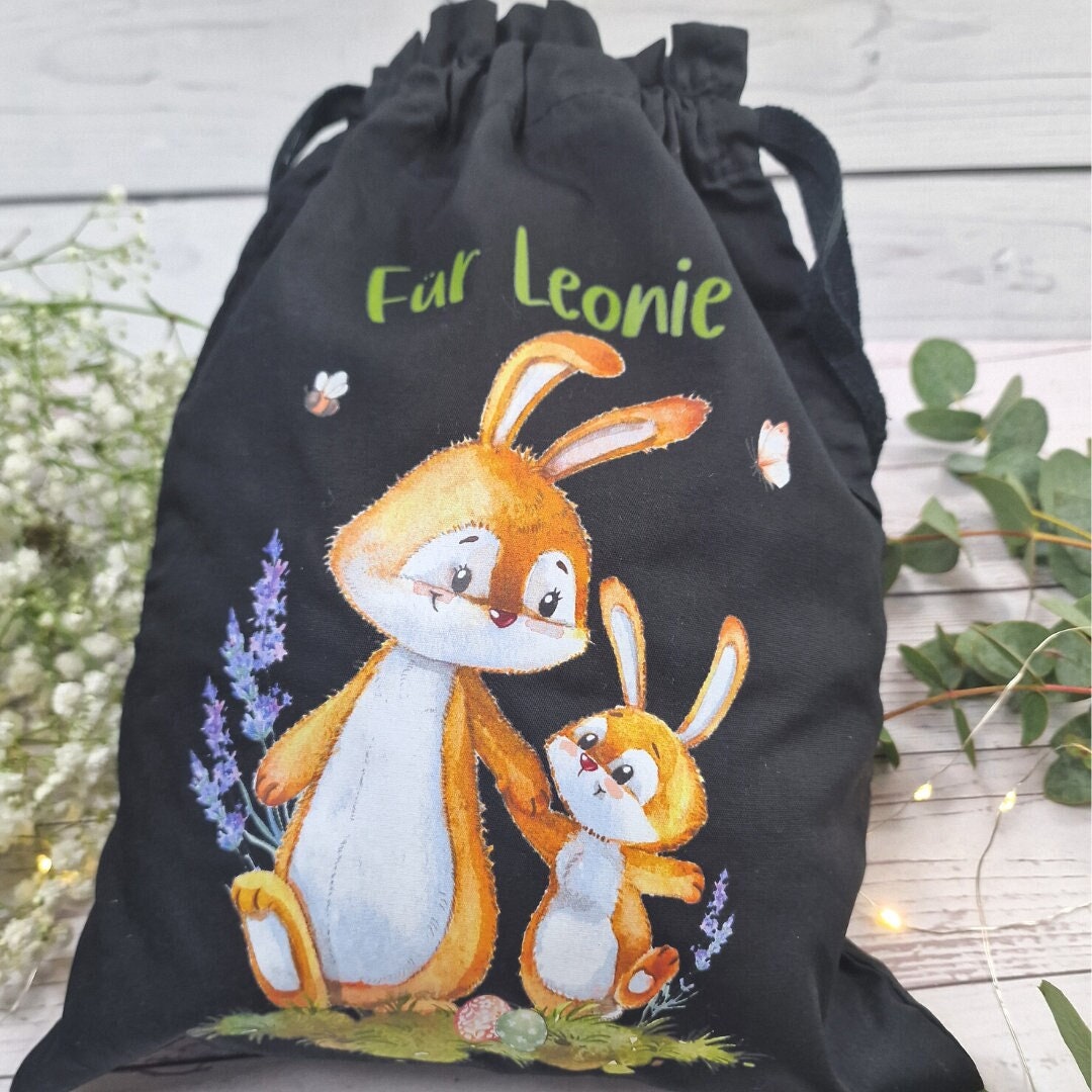 Geschenkbeutel Geschenkesäckchen Ostern personalisiert mit Name Osterkorb Hase Osterhase Küken Mama und Baby – Gift Wrapping
