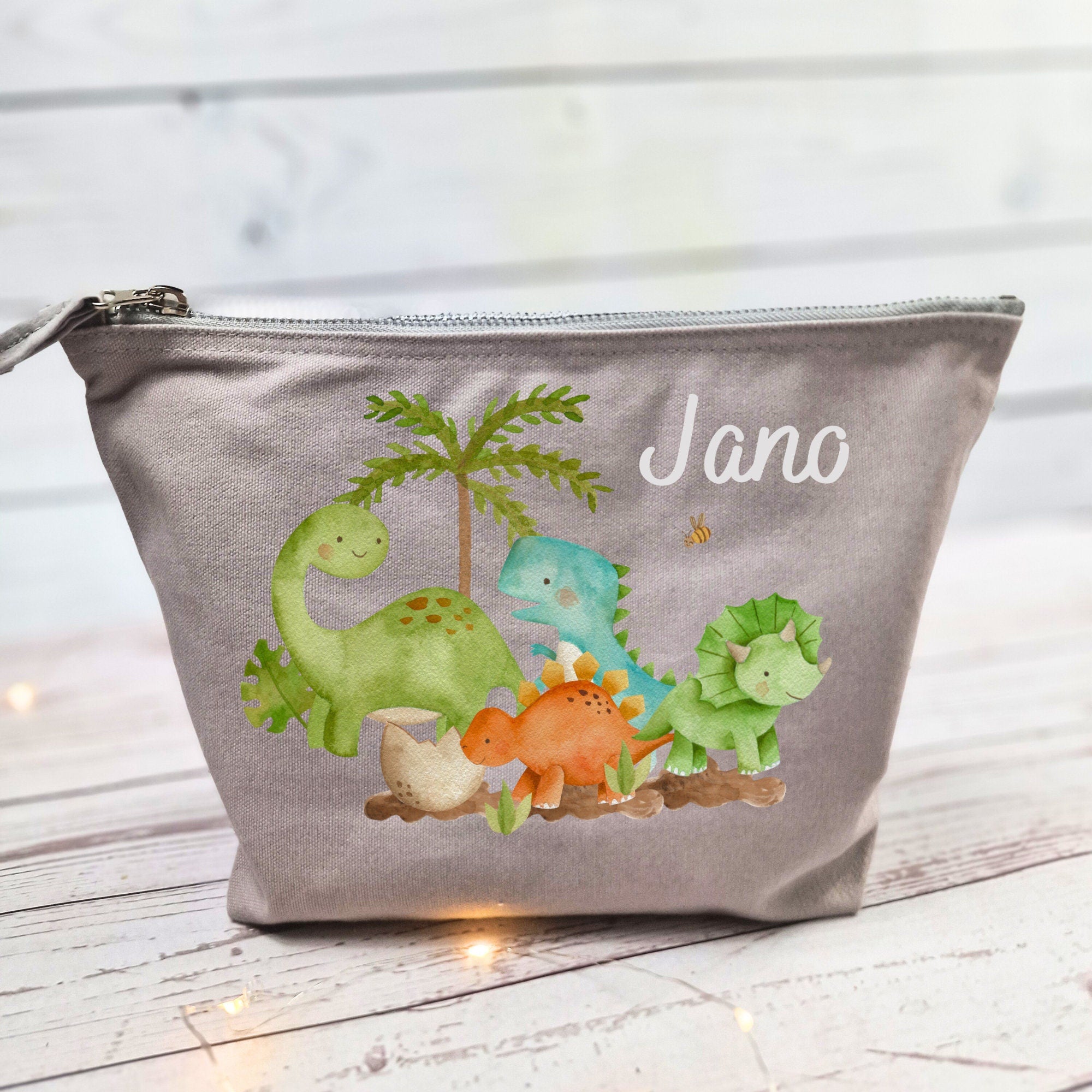 Wickeltasche mit Namen personalisiert Kulturbeutel Waschbeutel Dino Dinosaurier T-Rex – Diaper Caddies
