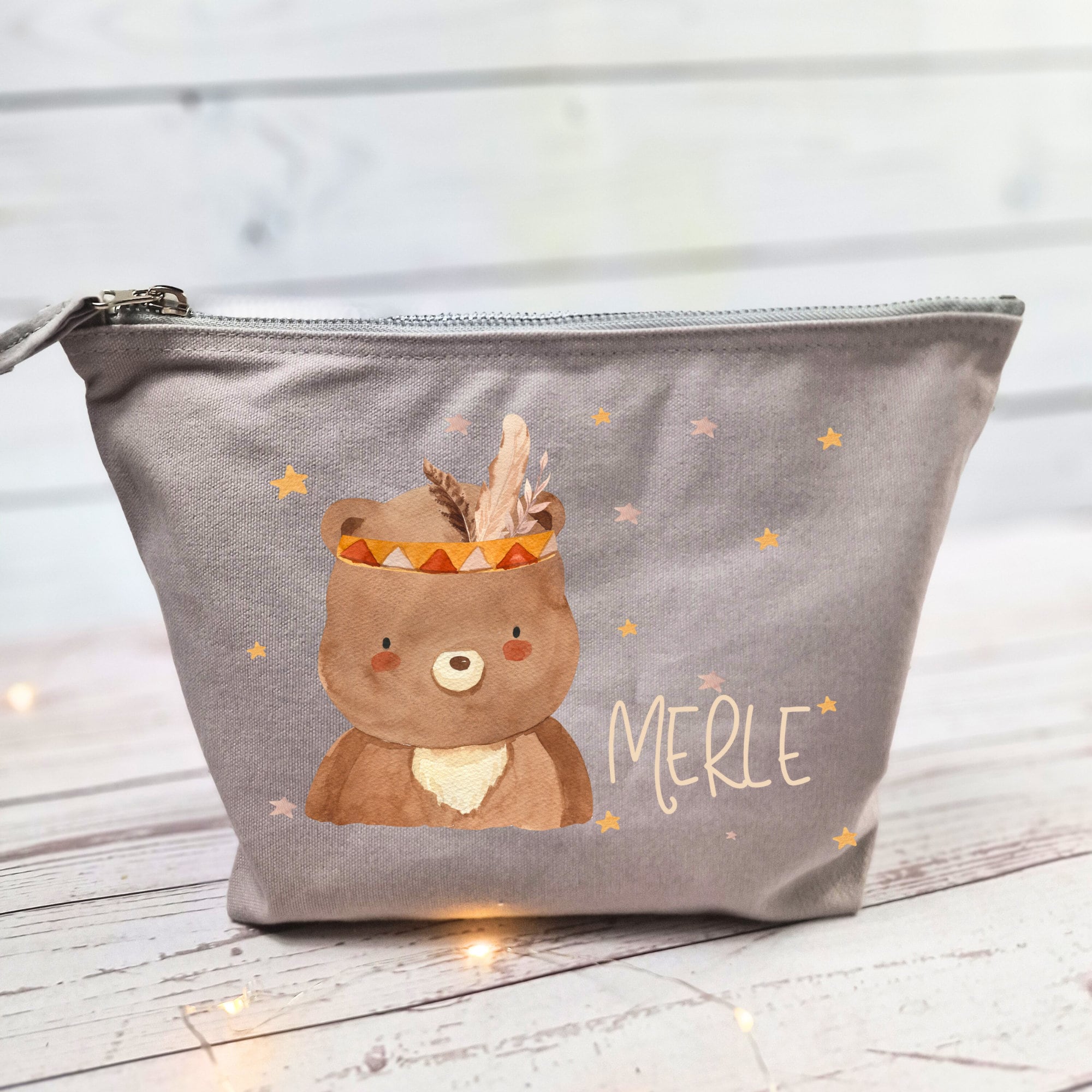 Wickeltasche mit Namen personalisiert Kulturbeutel Waschbeutel Wal Bär Boho – Diaper Caddies