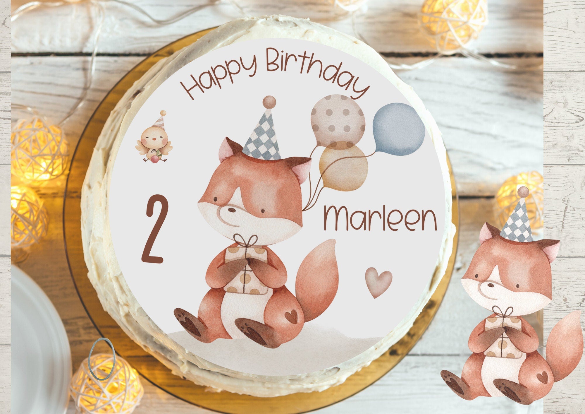 Tortenaufleger Fondant Geburtstag Fuchs Luftballon Geburtstagsparty – Party Decor