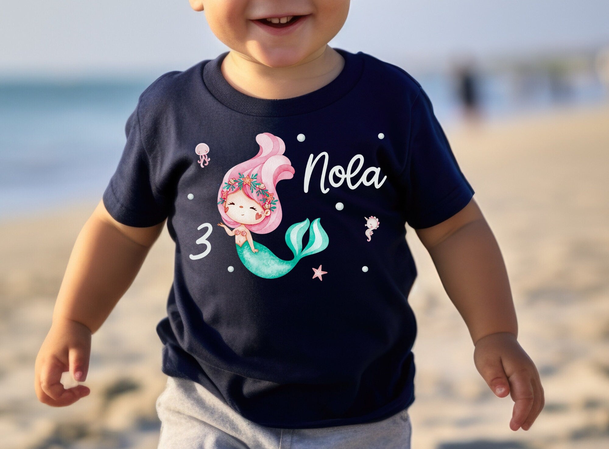 Geburtstagsshirt personalisiert Meerjungfrau Meer Unterwasser Nixe