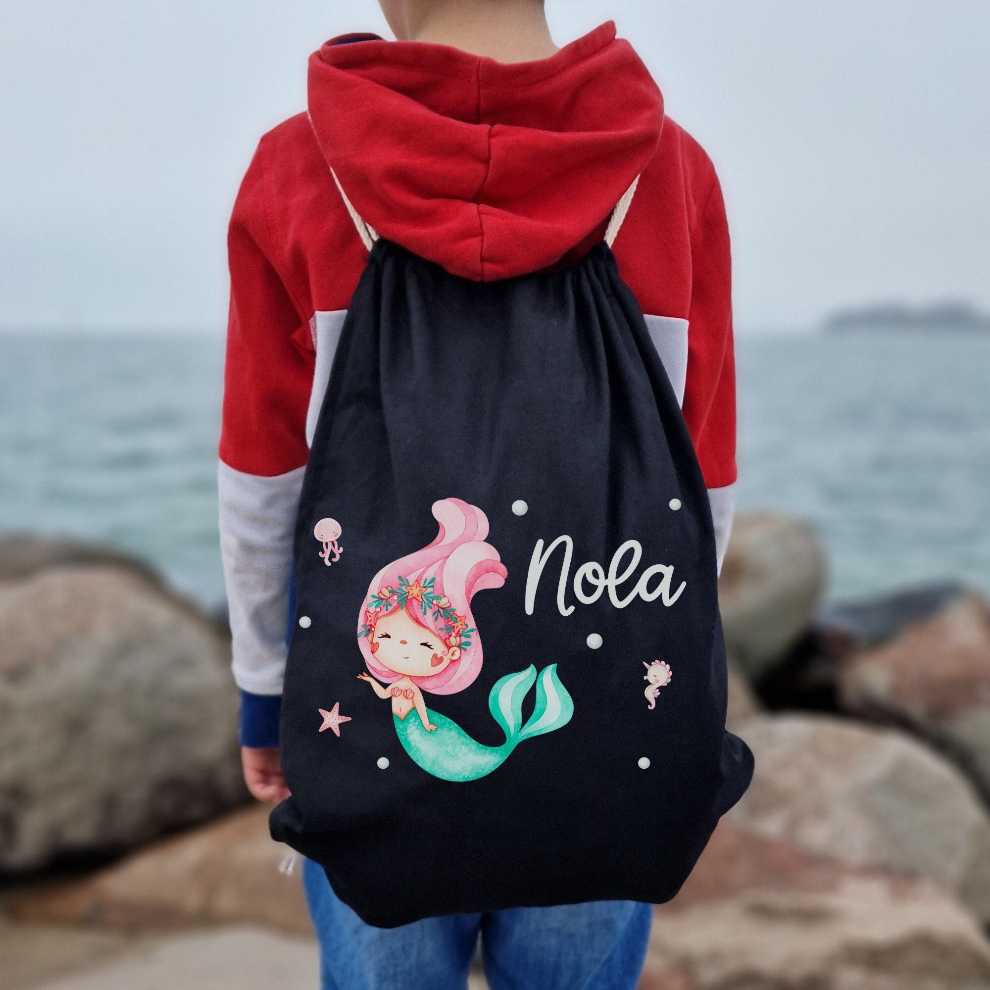 Turnbeutel mit Name personalisiert Unterwasser Meerjungfrau Nixe – Team Sports & Gym Bags