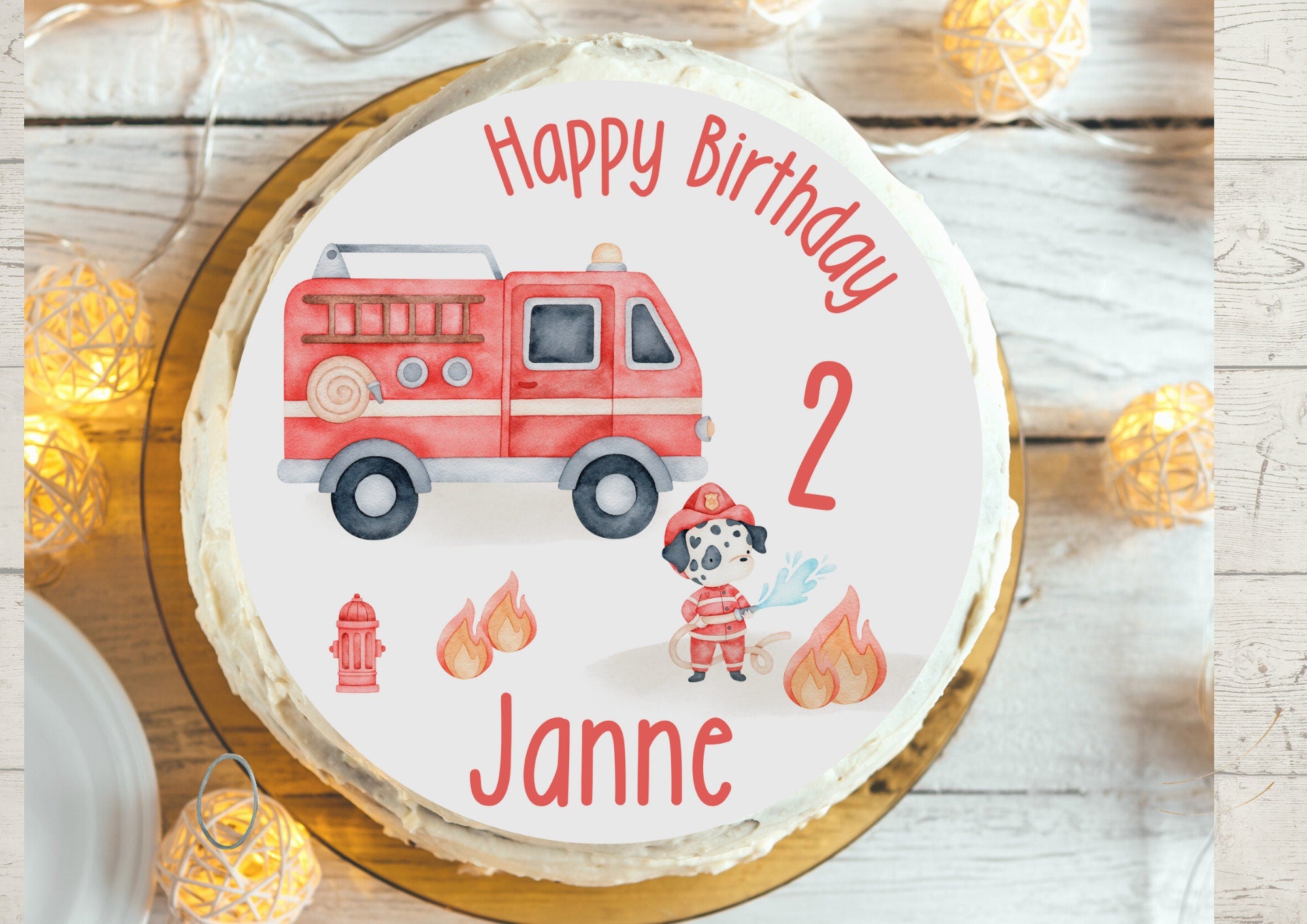 Tortenaufleger Fondant Geburtstag Feuerwehr Feuerwehrauto Feuerwehrmann – Party Decor