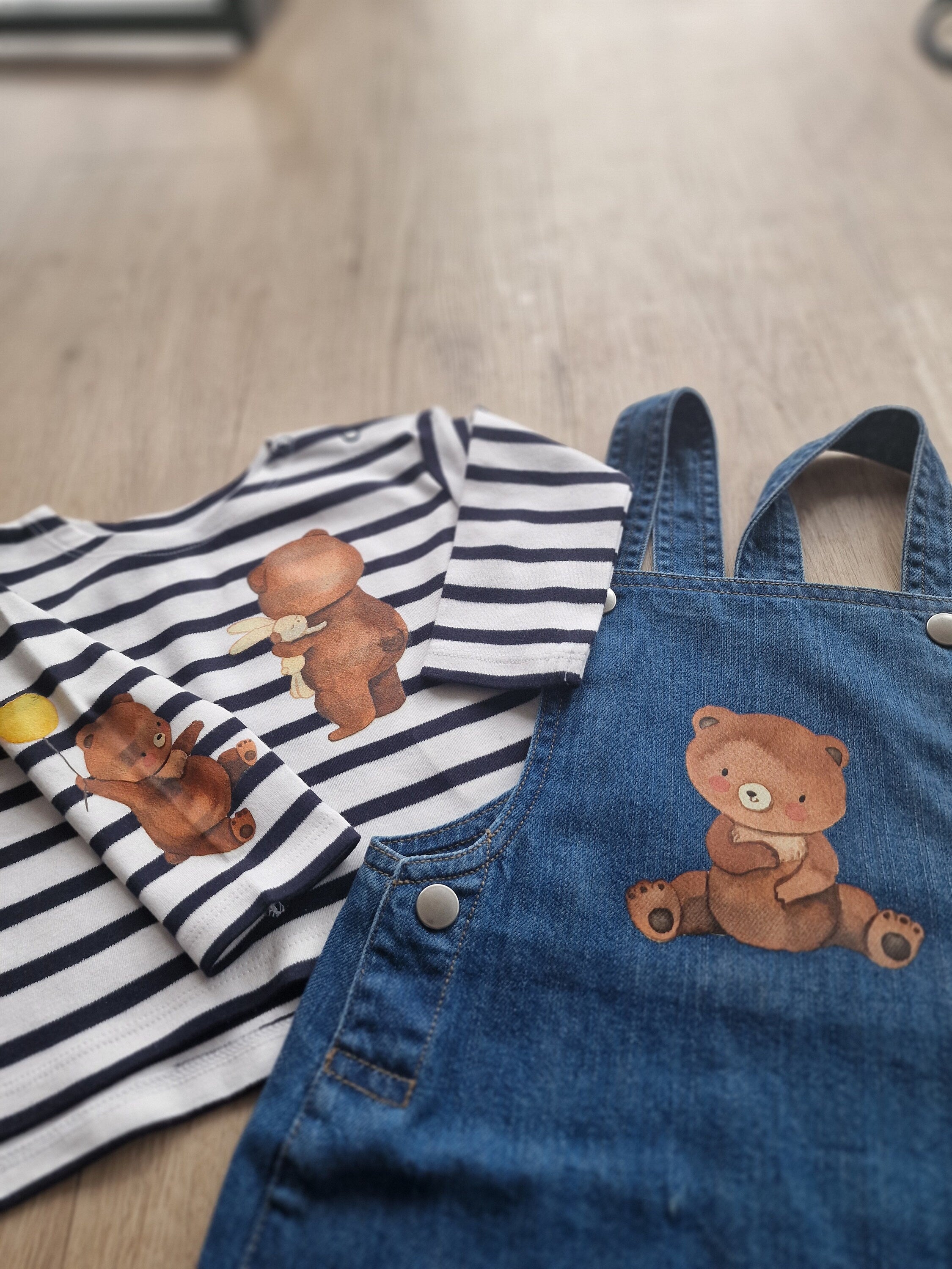 Set Bügelbild Applikation zum Veredeln von Shirts Hosen Kleidung DTF Druck Applizierung Bär Luftballon Teddy – Appliques & Patches