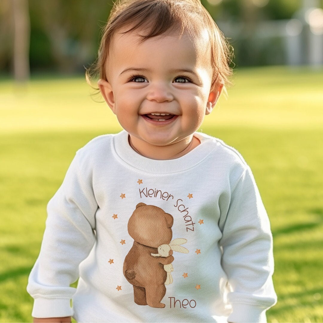 Pullover Sweatshirt Sweater personalisiert pullover Pulli Regenbogen Kleiner Schatz Bär Teddy Statementshirt – Sweatshirts