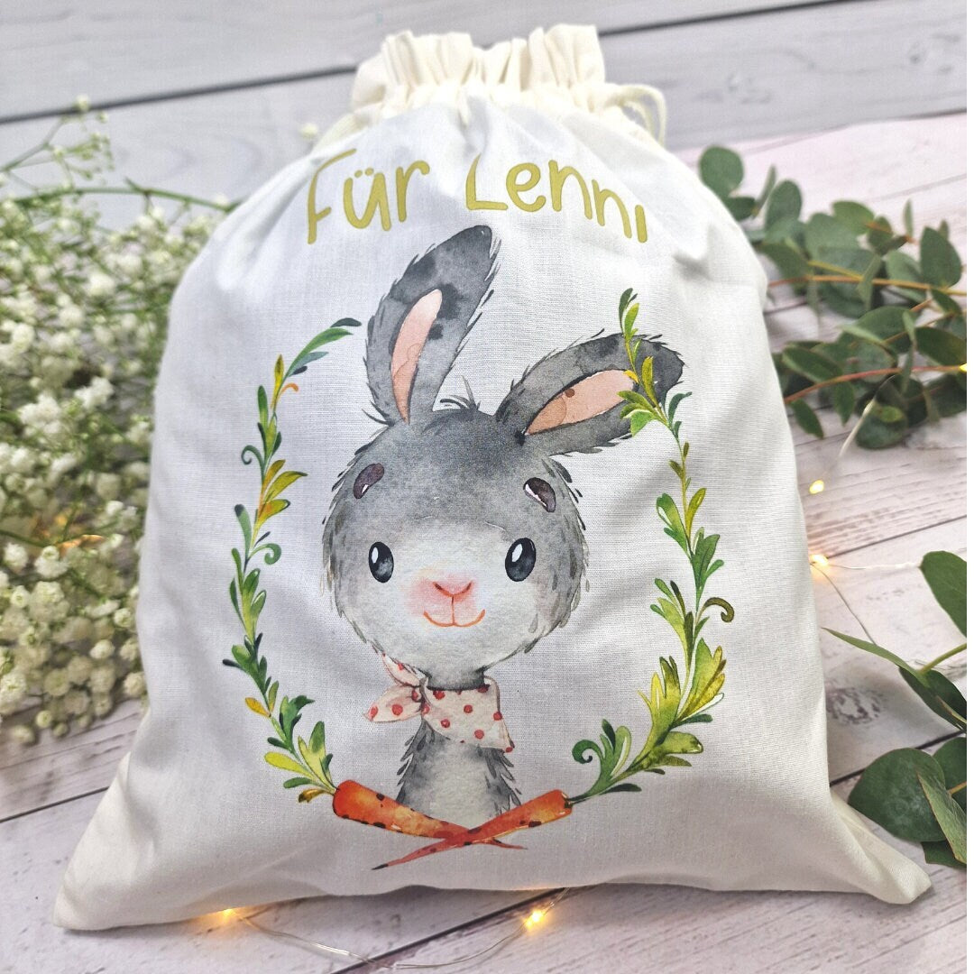 Geschenkbeutel Geschenkesäckchen Ostern personalisiert mit Name Osterkorb Hase Osterhase – Gift Wrapping