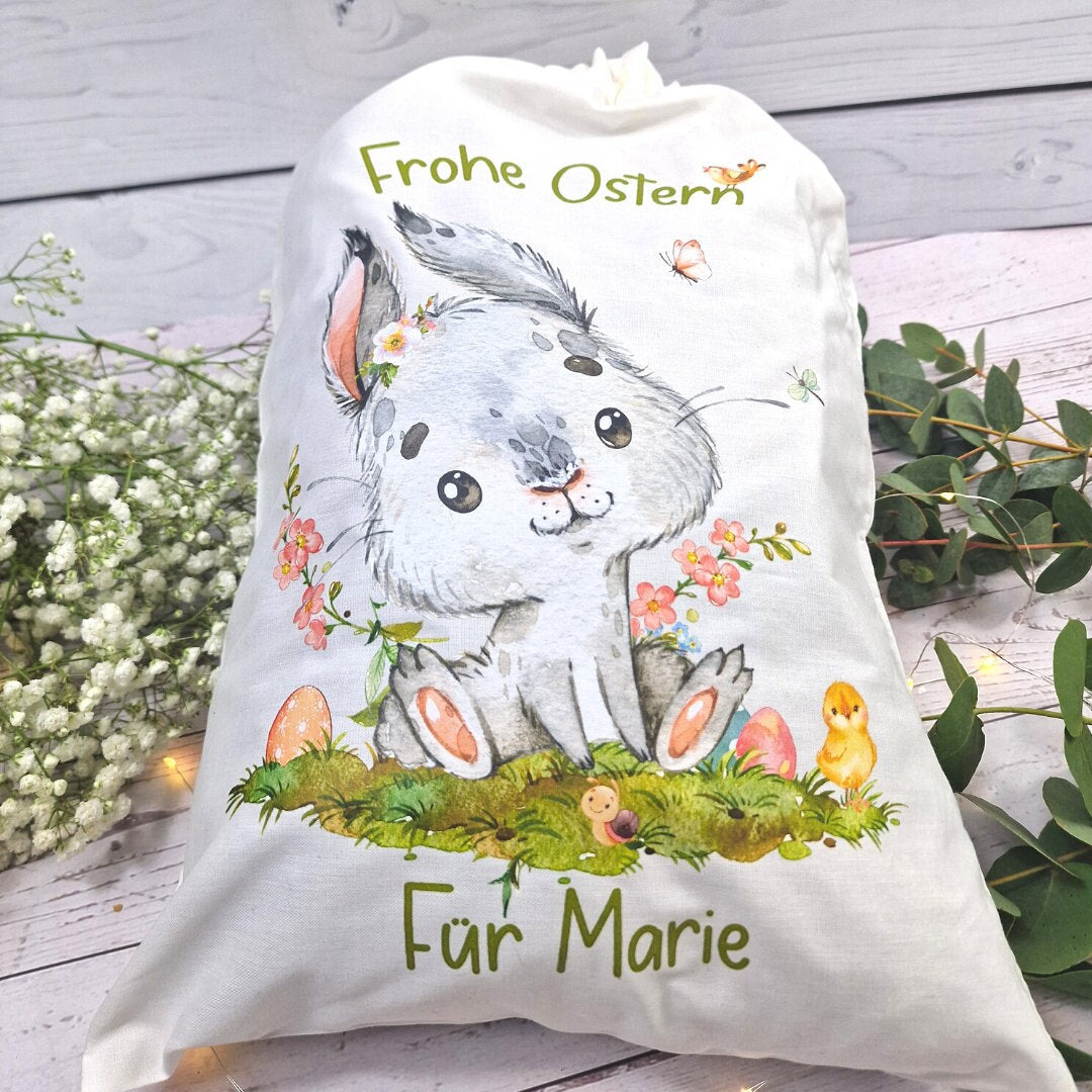 Geschenkbeutel Geschenkesäckchen Ostern personalisiert mit Name Osterkorb Hase Osterhase