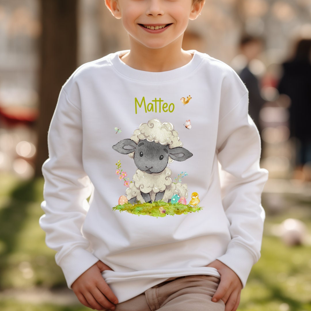 Pullover Sweatshirt Sweater personalisiert pullover Babypullover Ostern Osterhase Osterpullover Osterlamm Schaf Lämmchen Outfit Ostern – Sweatshirts
