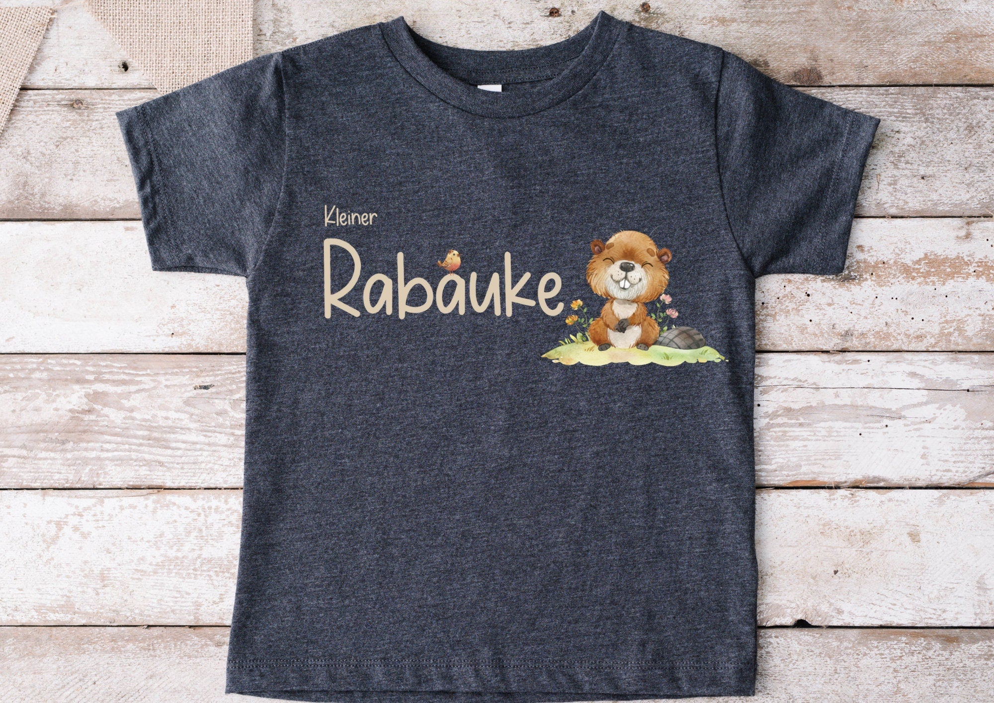Bügelbild für bunte Stoffe mit Wunschname für bunte und weiße Stoffe Kleiner Rabauke – Appliques & Patches