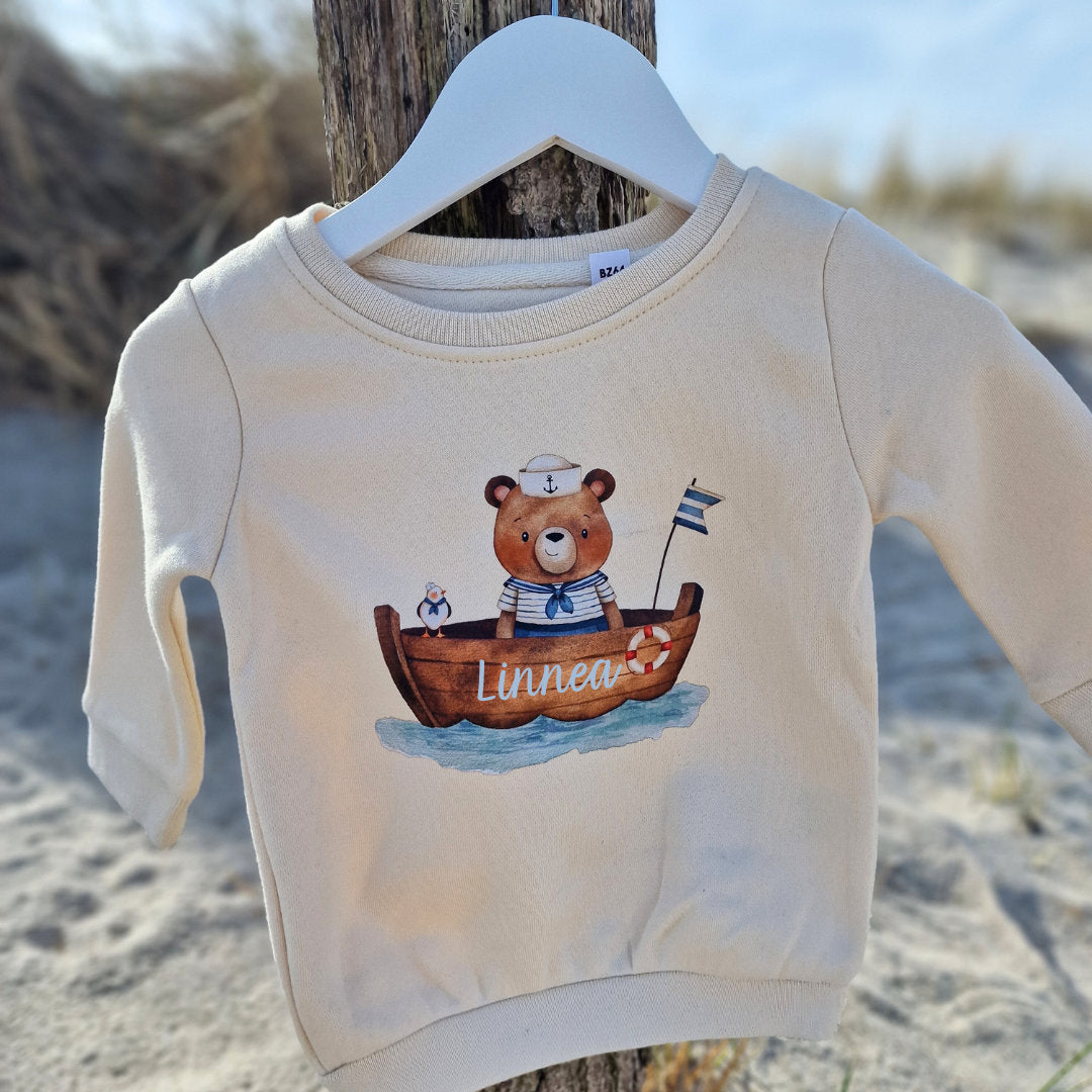 Pullover Sweatshirt Sweater personalisiert Kinderpullover Babypullover Pulli Bär Matrose Boot Unterwasser