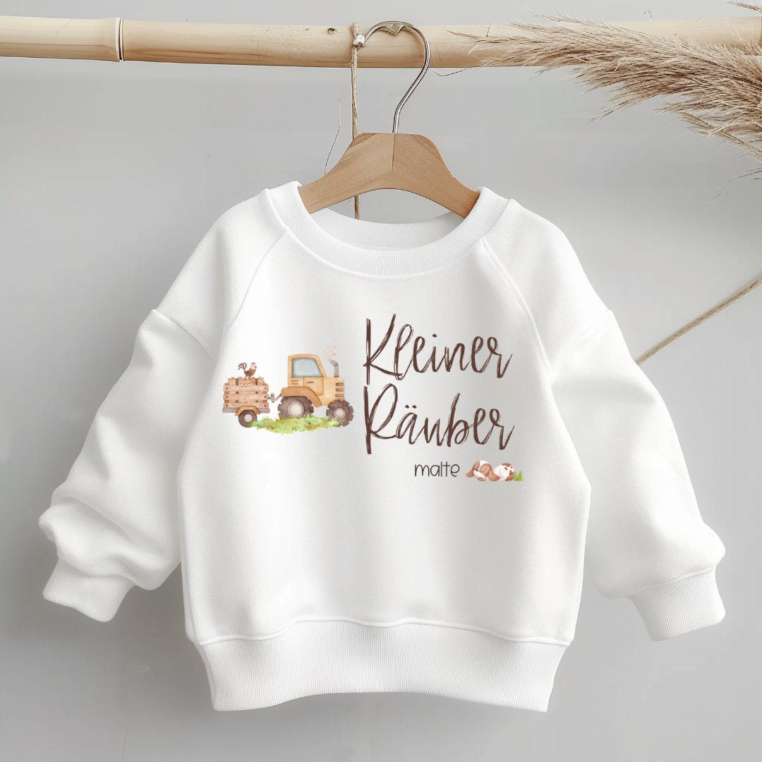 Pullover Sweatshirt Sweater personalisiert pullover Babypullover Kleiner Räuber personalisiert Personalisierter pullover Traktor – Sweatshirts