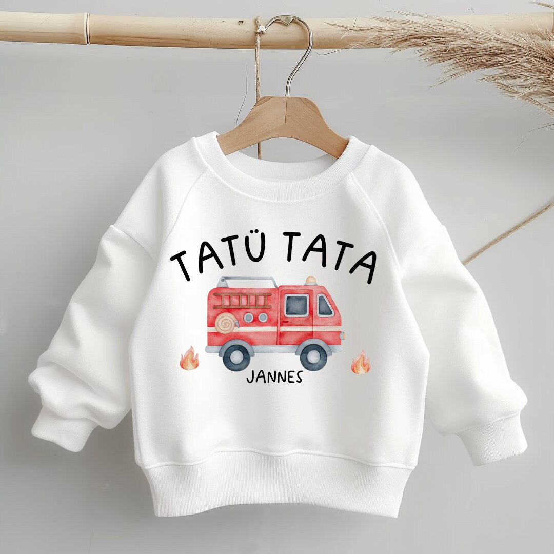 Pullover Sweatshirt Sweater personalisiert Kinderpullover Babypullover Feuerwehr Feuerwehrauto personalisiert