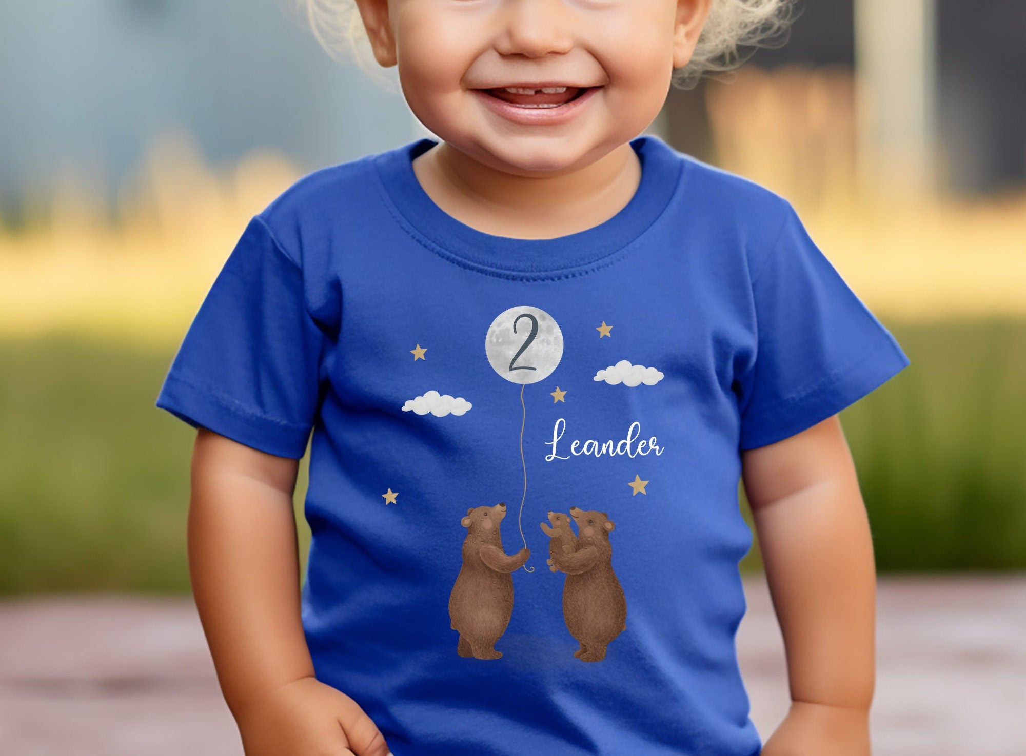 Geburtstagsshirt personalisiert Dschungeltiere Bär Mond Mama und Baby – T-shirts