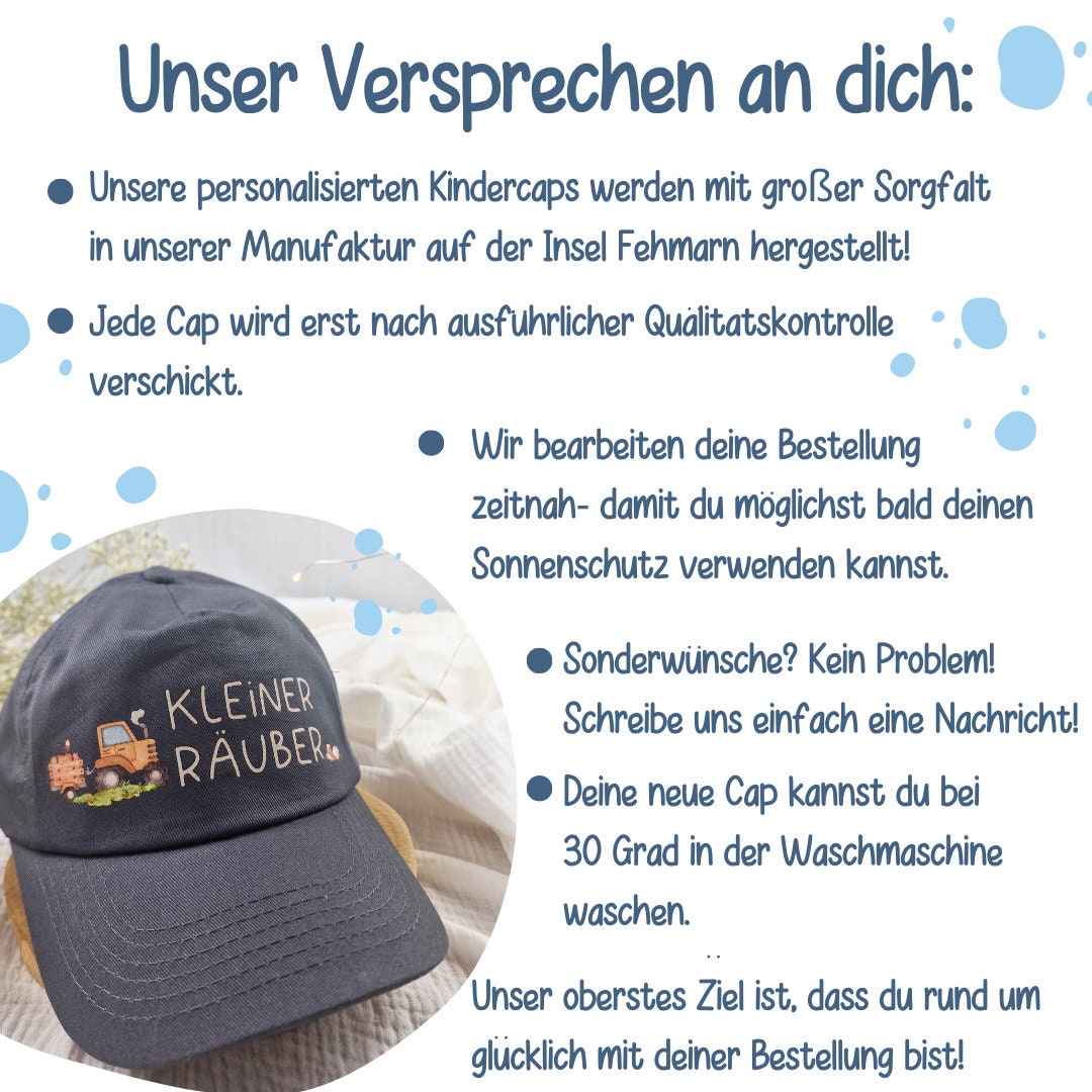 Cap Personalisiert mit Name Sonnenschutz Bär Luftballon Regenbogen – Sun Hats