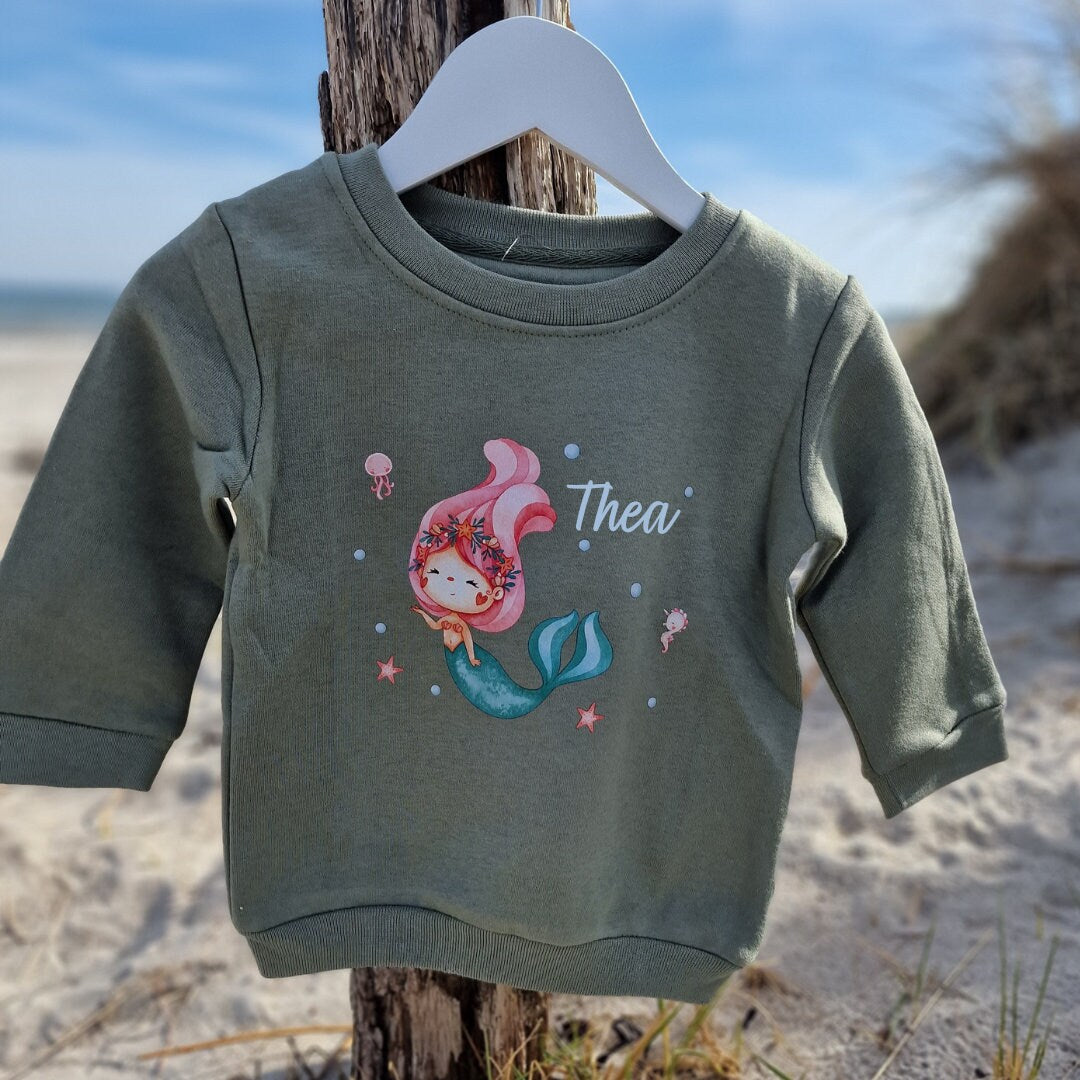 Pullover Sweatshirt Sweater personalisiert pullover Babypullover Pulli Meerjungfrau Nixe Unterwasser – Sweatshirts