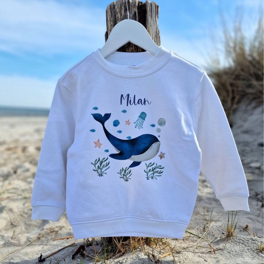 Pullover Sweatshirt Sweater personalisiert Kinderpullover Babypullover Pulli Wal Unterwasser