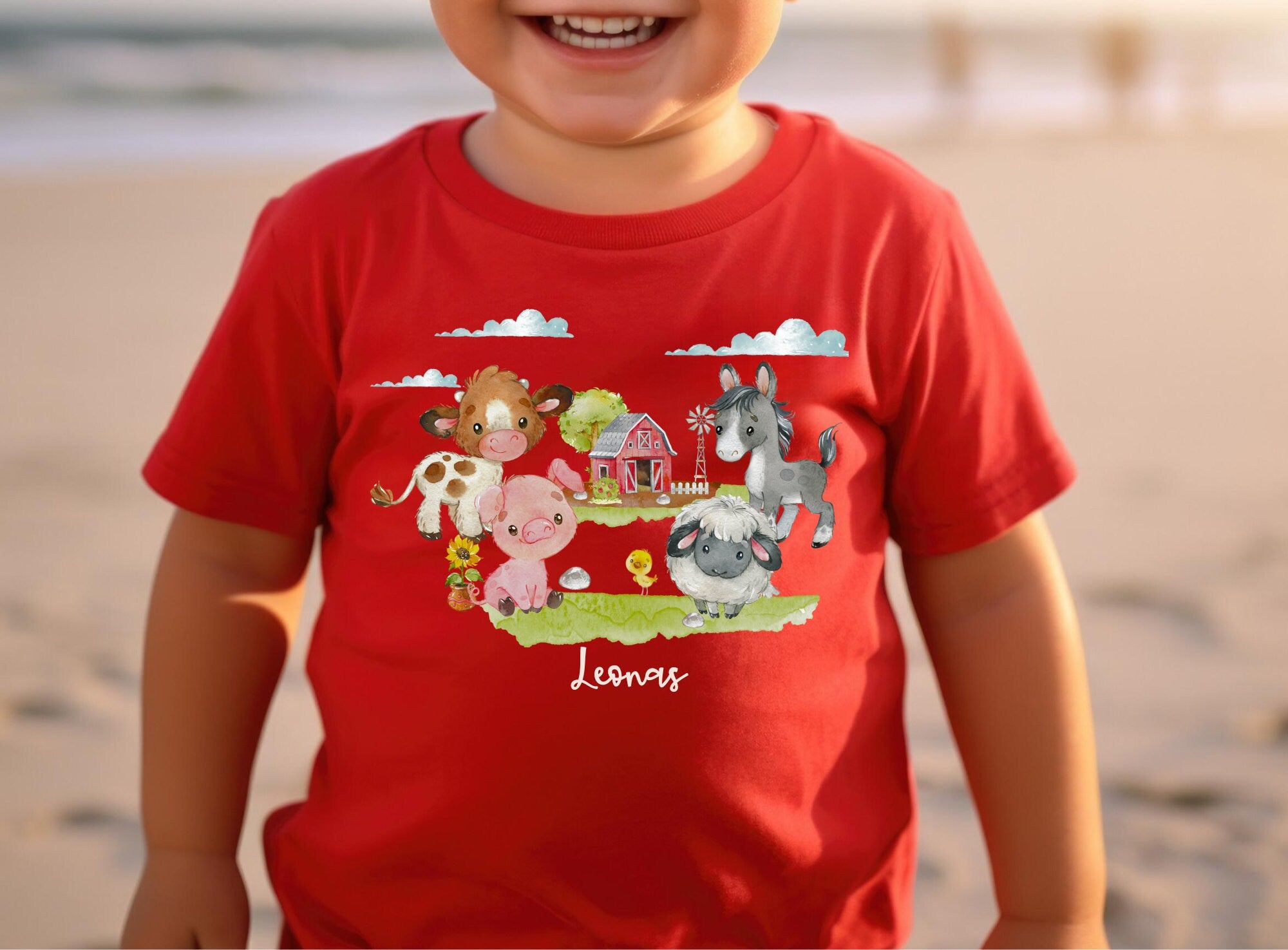 Shirt Kurzarm mit Name personalisiert shirt Bauernhof Pferd – Sweatshirts