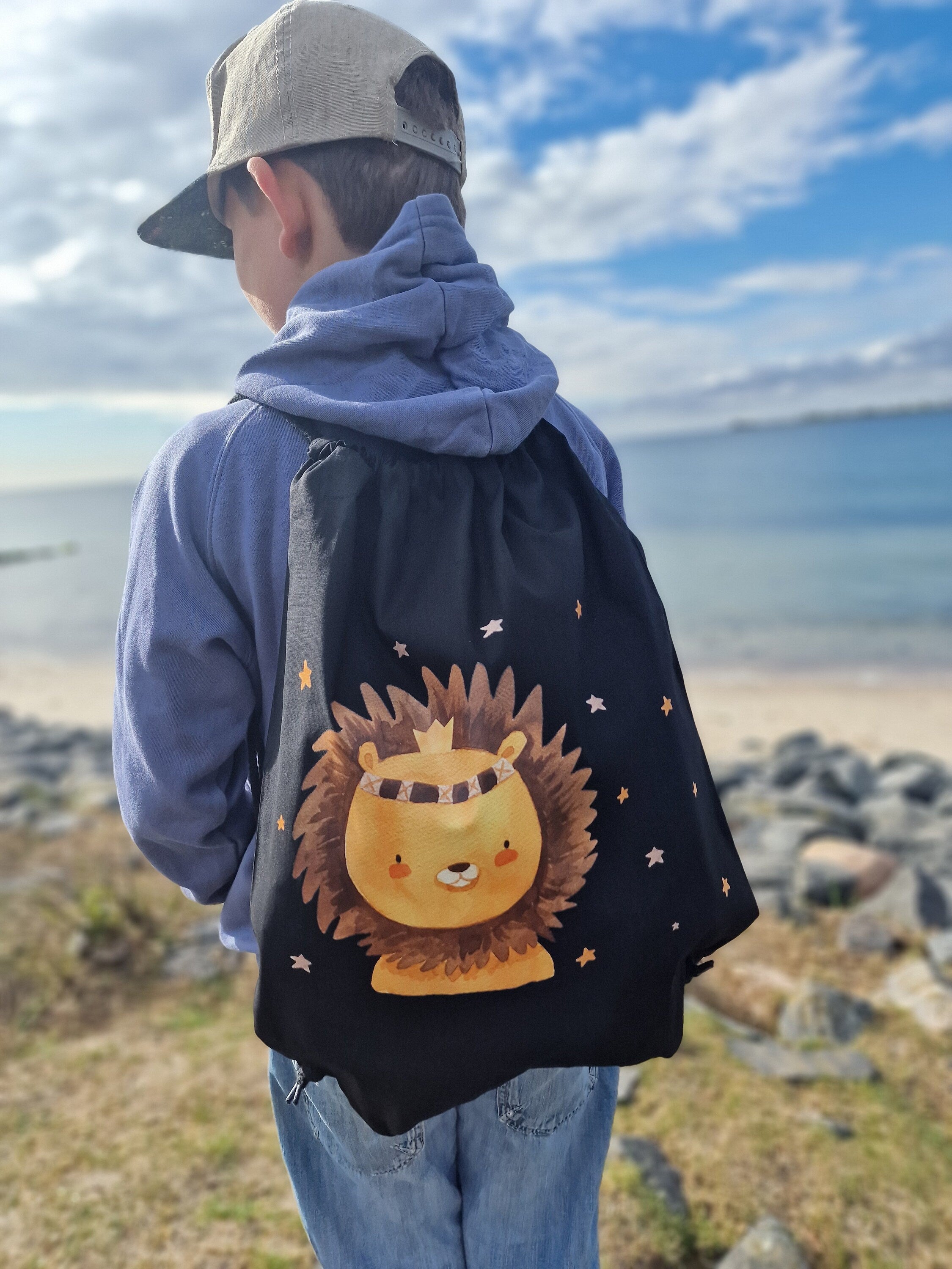 Turnbeutel mit Name personalisiert Löwe Dschungeltiere WildOne – Team Sports & Gym Bags