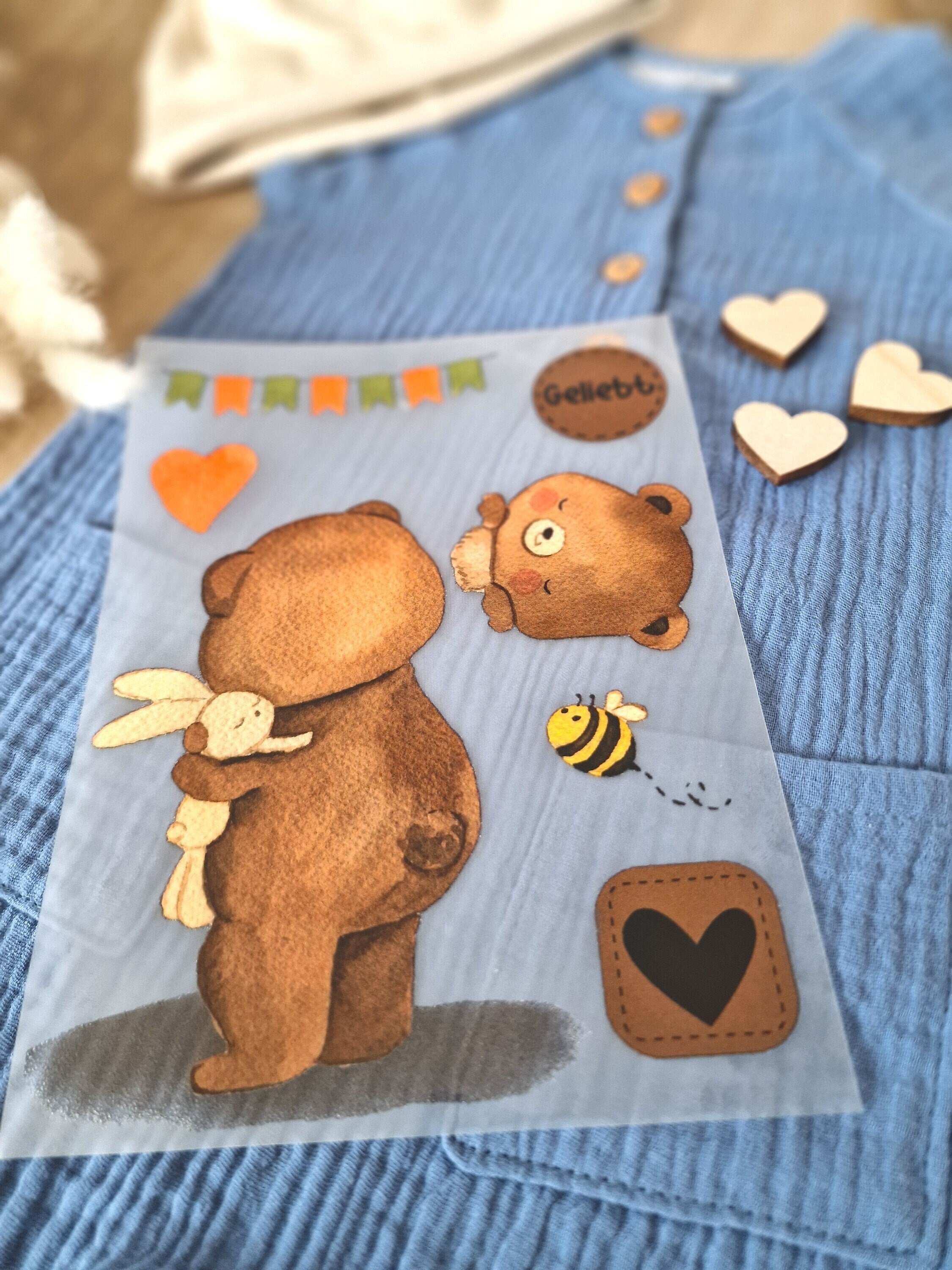 Set Bügelbild Applikation zum Veredeln von Shirts Hosen Kleidung DTF Druck Applizierung Bär Teddy Bügel-Applikationen für kleidung – Appliques & Patches