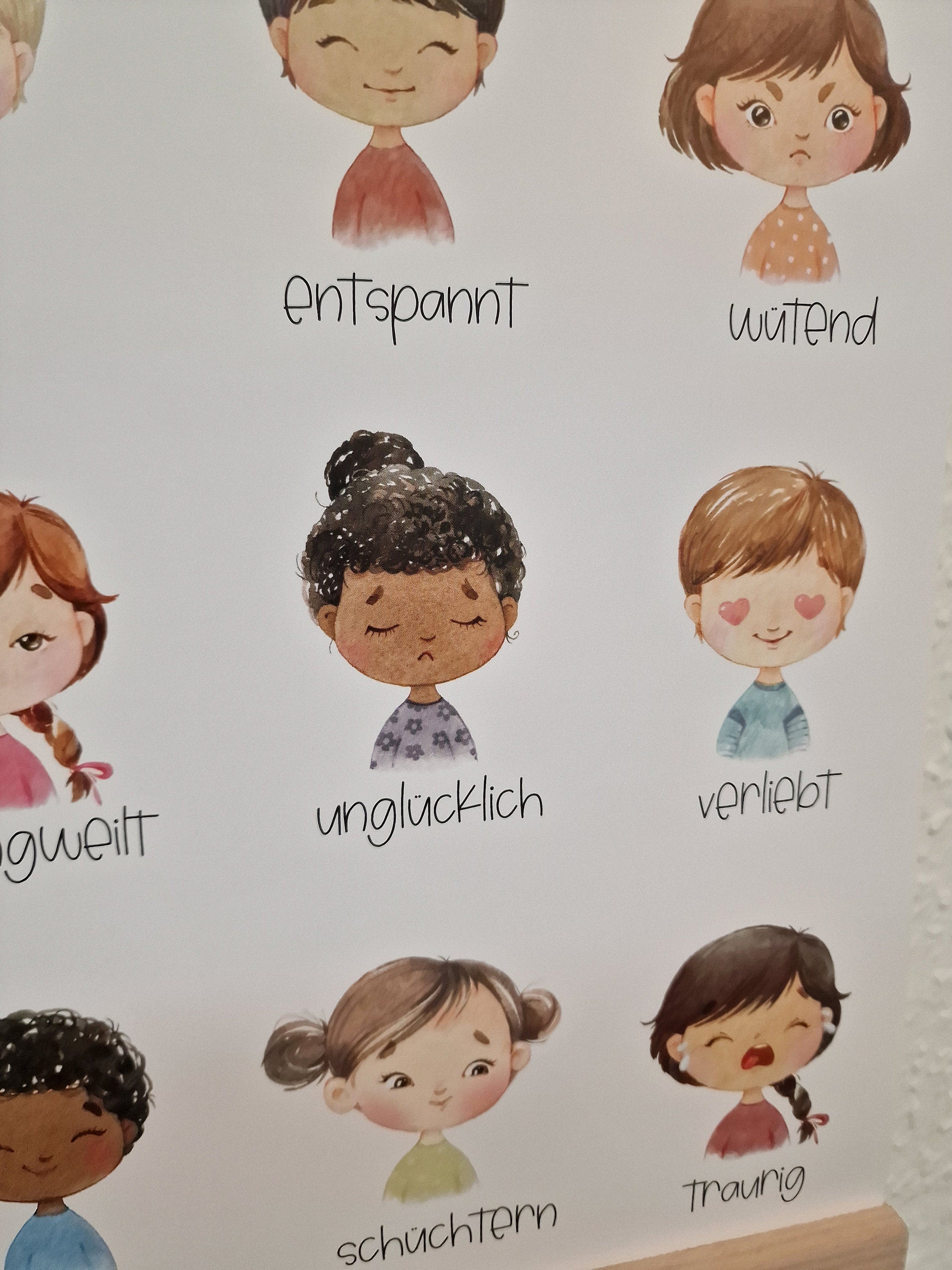 Gefühlsposter Gefühle entdecken Gefühle erkennen Dekoration zimmer Deko Geschenk Einschulung Eigene Gefühle erkennen – Digital Prints