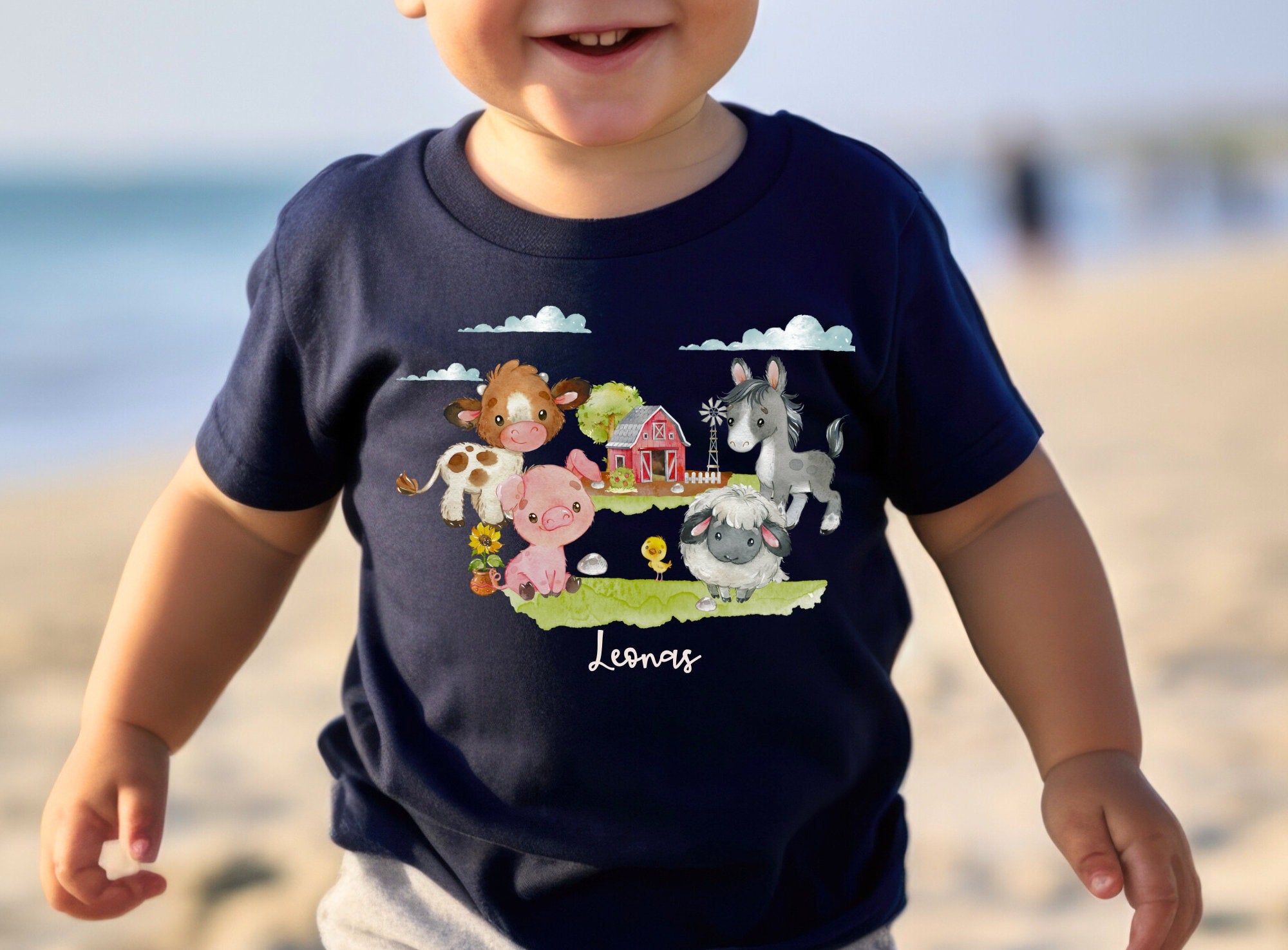 T-Shirt Shirt Kurzarm mit Name personalisiert Kindershirt Bauernhof Pferd