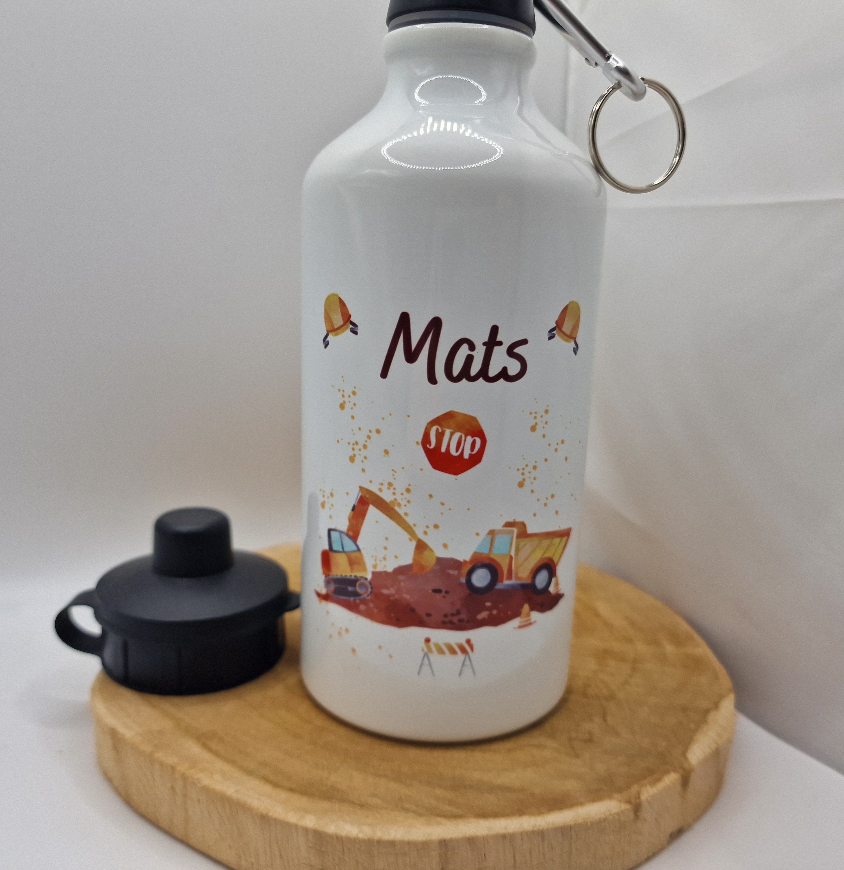 Trinkflasche Wasserflasche Trinkflasche mit Namen Personalisierte Flasche 500 ml Bagger Radlader Baustelle Baustellenfahrzeug – Water Bottles