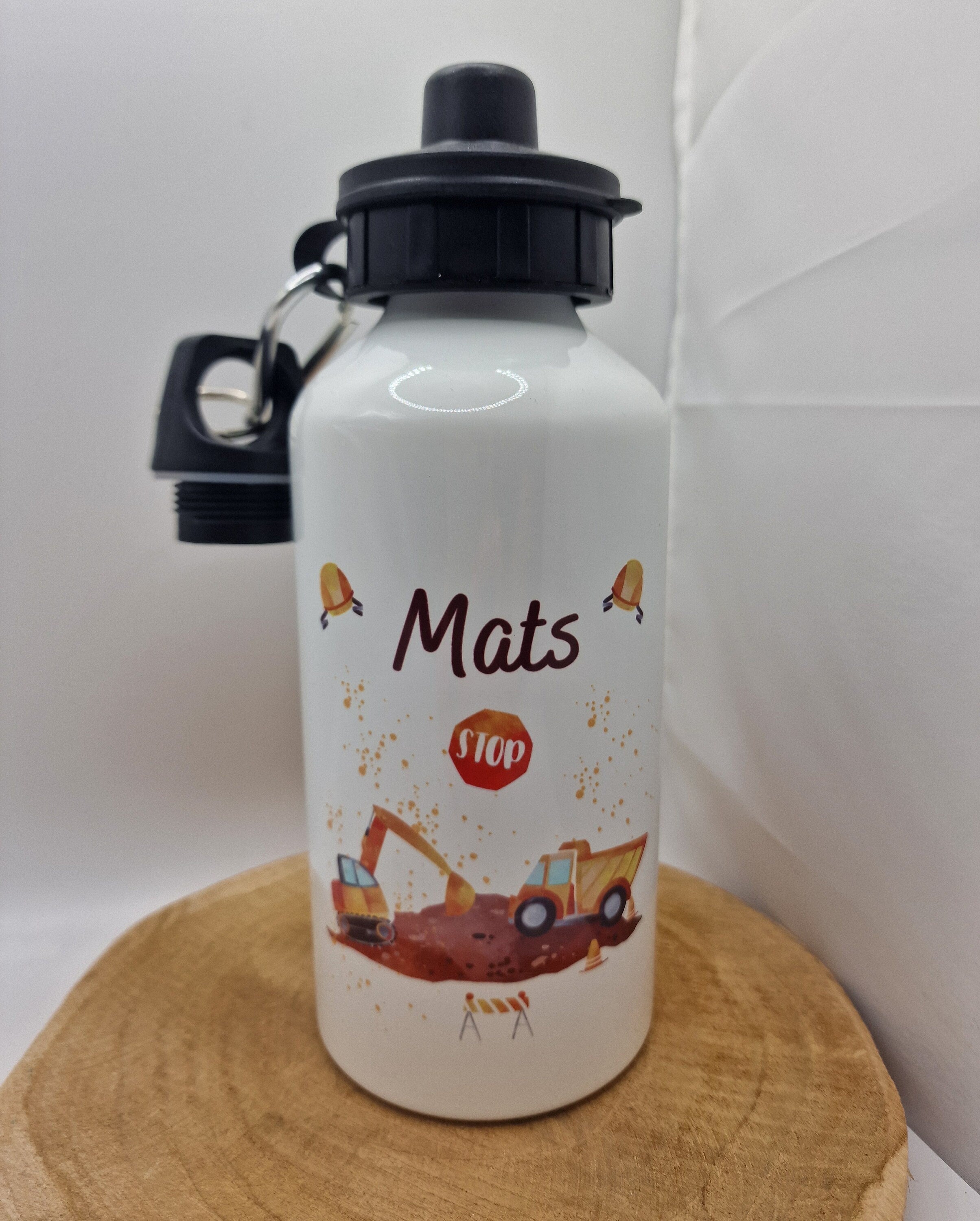 Trinkflasche Wasserflasche Trinkflasche mit Namen Personalisierte Flasche 500 ml Bagger Radlader Baustelle Baustellenfahrzeug – Water Bottles