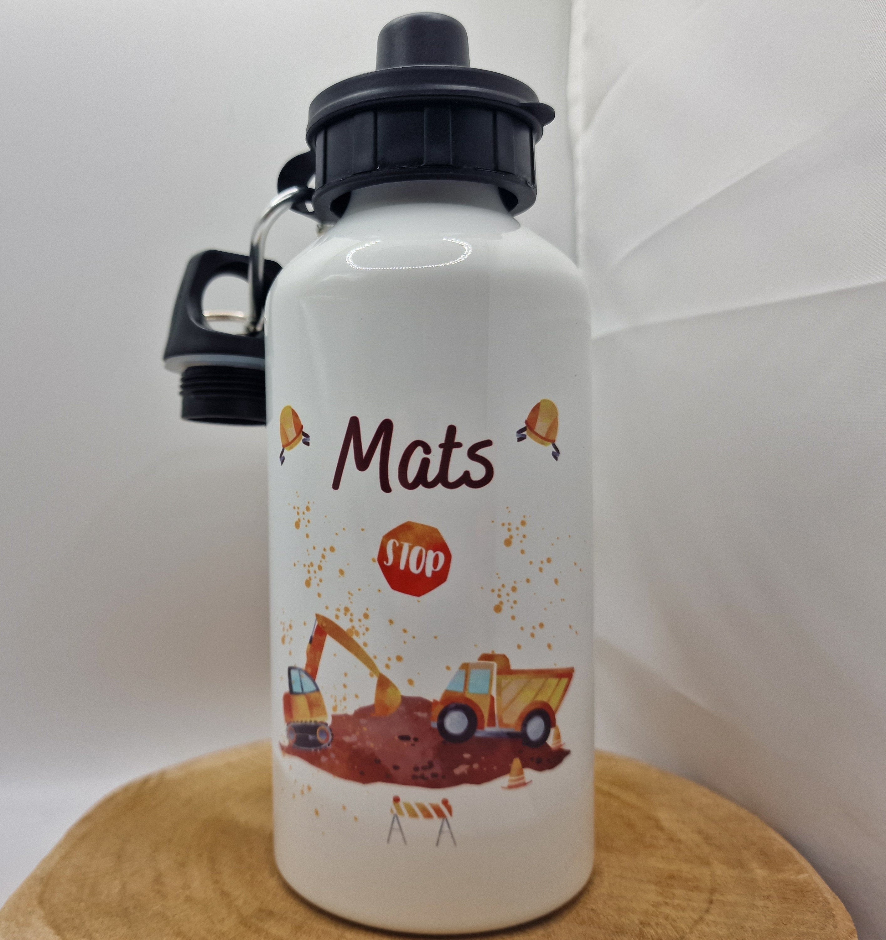 Trinkflasche Wasserflasche Trinkflasche mit Namen Personalisierte Flasche 500 ml Bagger Radlader Baustelle Baustellenfahrzeug – Water Bottles