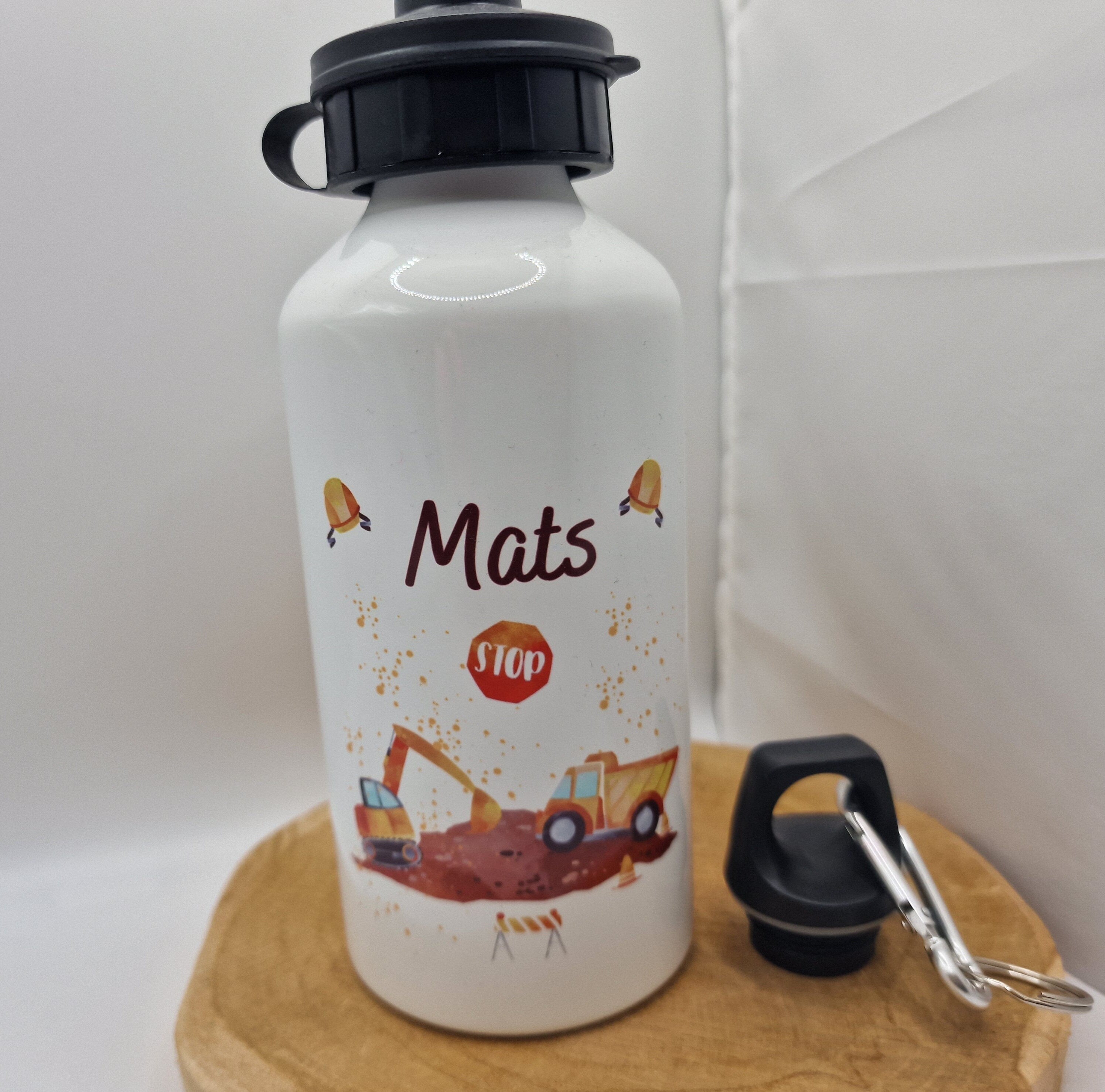 Trinkflasche Wasserflasche Trinkflasche mit Namen Personalisierte Flasche 500 ml Bagger Radlader Baustelle Baustellenfahrzeug – Water Bottles